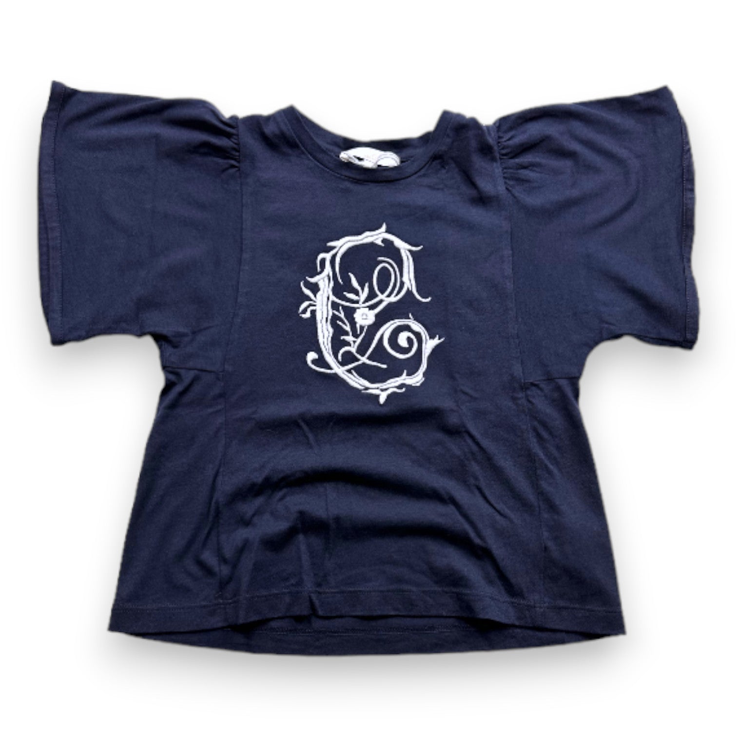 CHLOE - T-shirt bleu marine à manches courtes avec broderie neuf - 6 ans