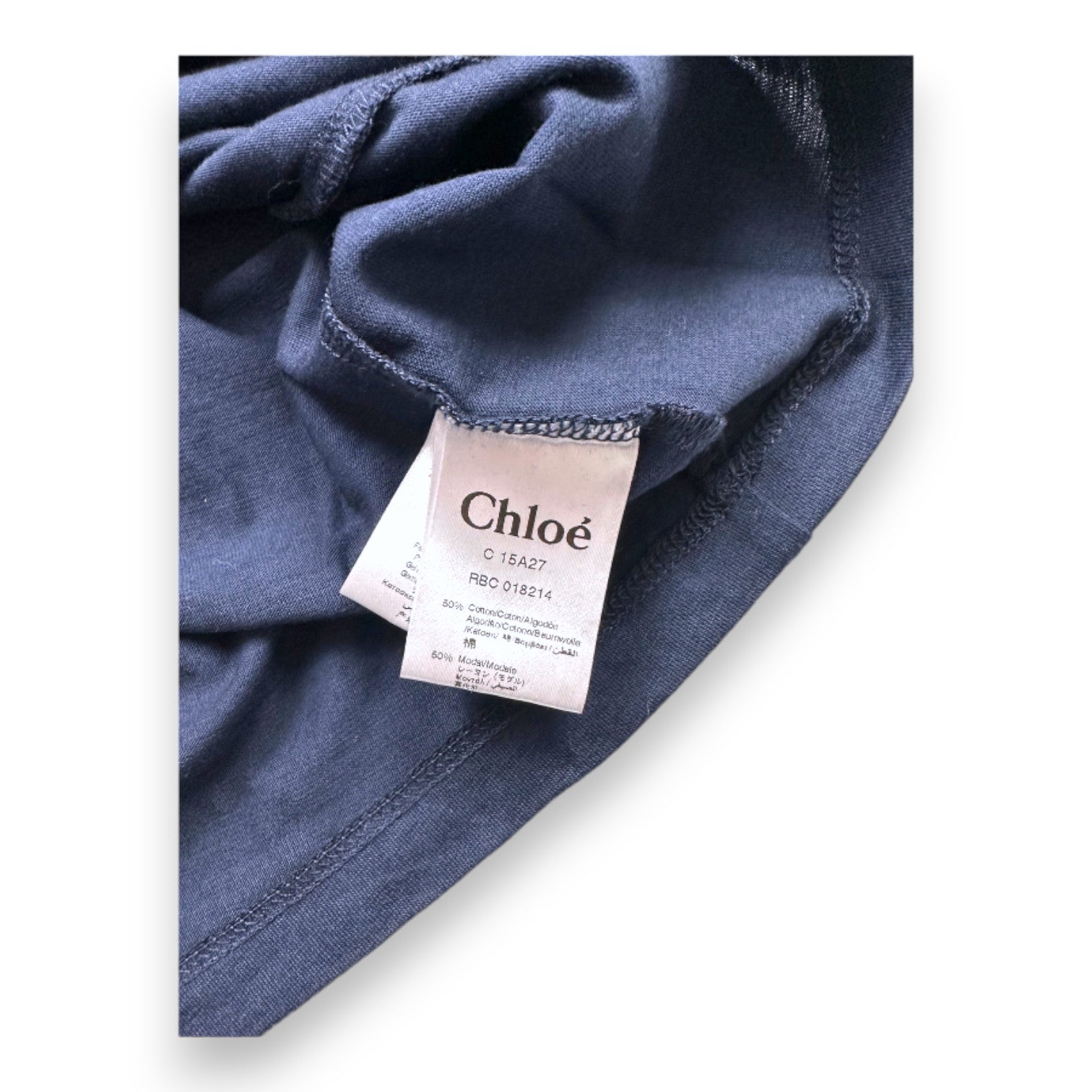 CHLOE - T-shirt bleu marine à manches courtes avec broderie neuf - 6 ans