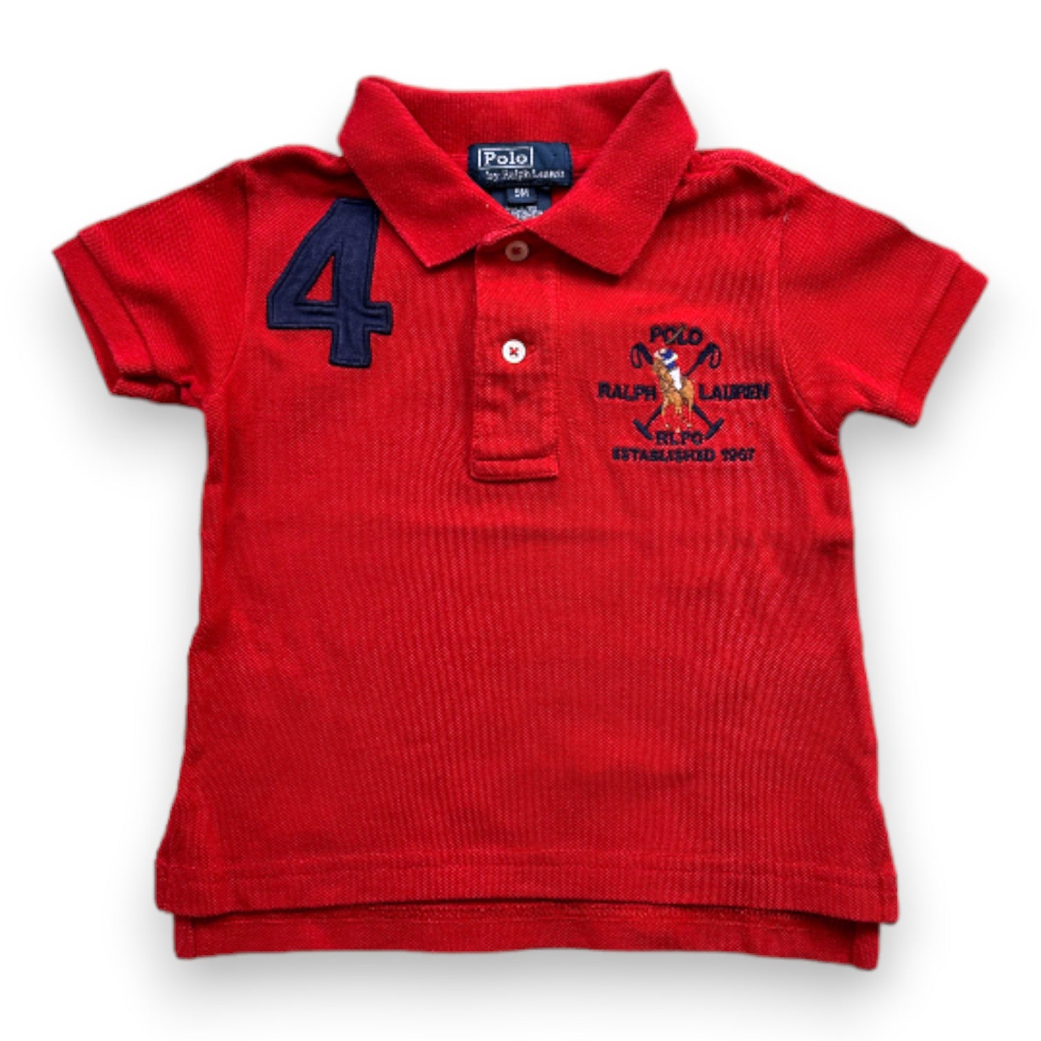 RALPH LAUREN - Polo rouge à manches courtes avec broderies - 9 mois