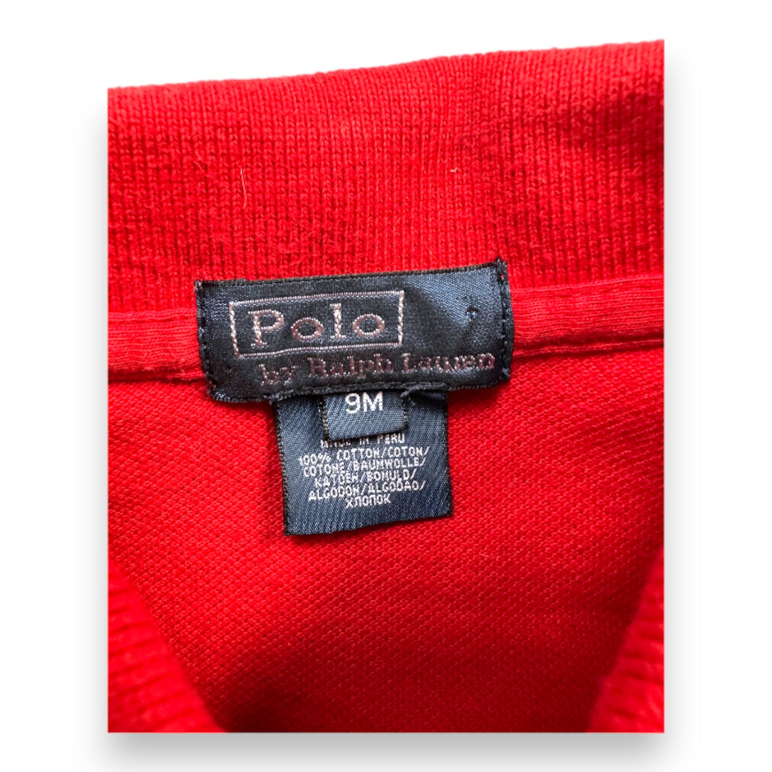 RALPH LAUREN - Polo rouge à manches courtes avec broderies - 9 mois