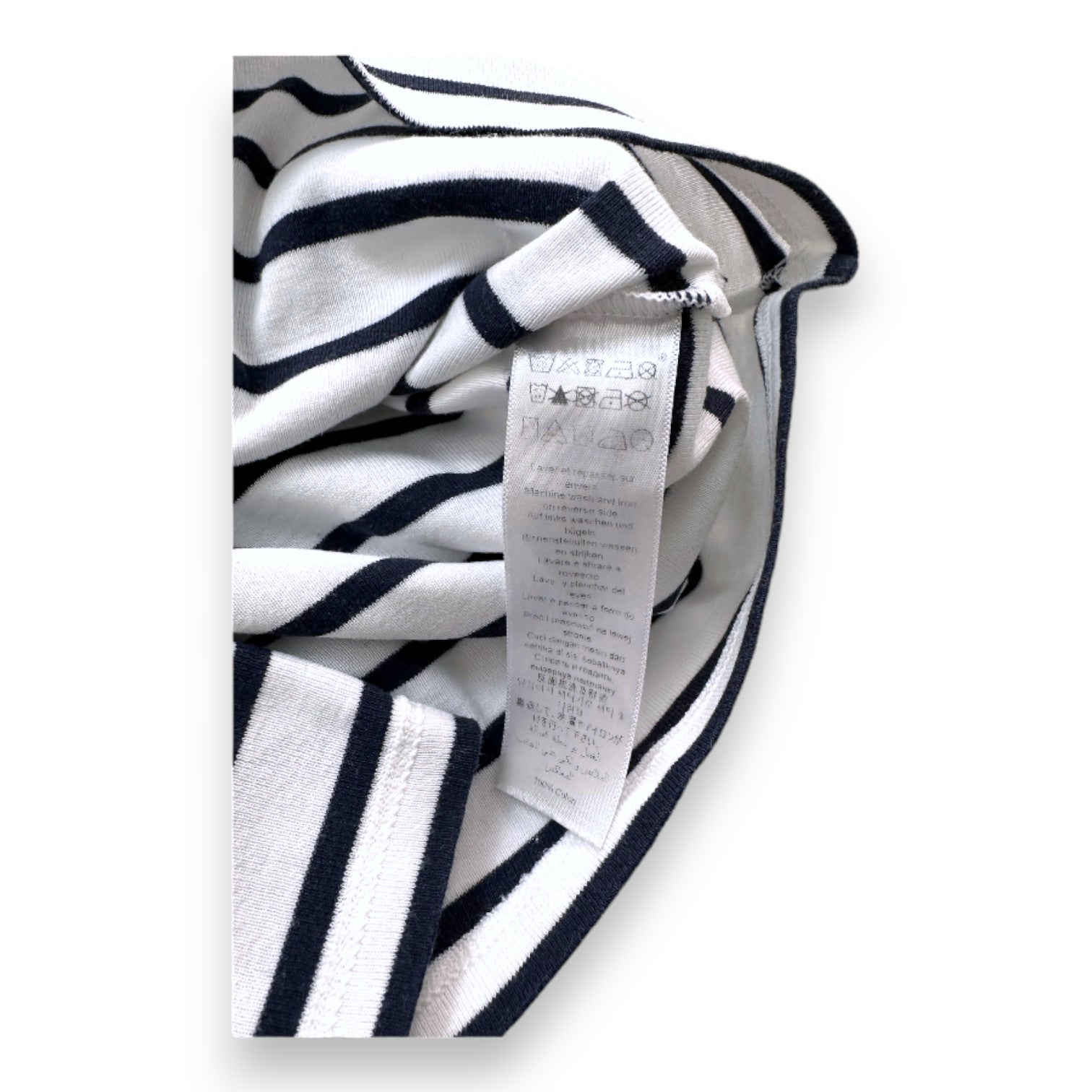 PETIT BATEAU - T-shirt blanc et bleu à rayures avec imprimé - 8 ans