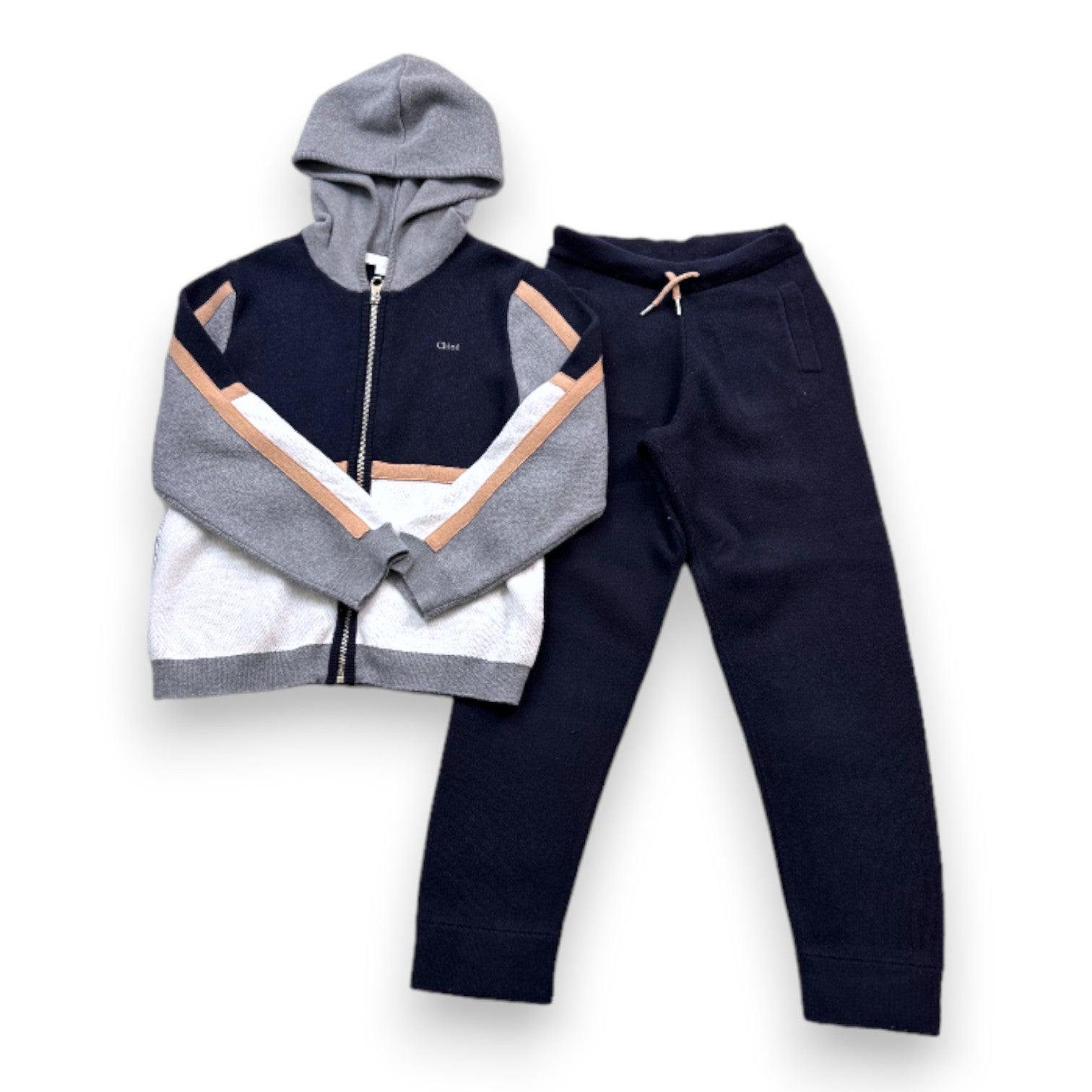 CHLOE - Ensemble de jogging en laine bleu marine - 8 ans