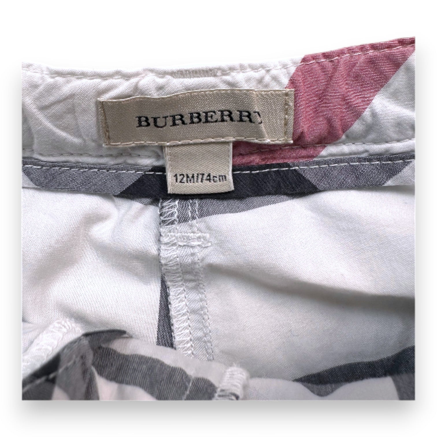 BURBERRY - Short blanc imprimé check Burberry - 12 mois