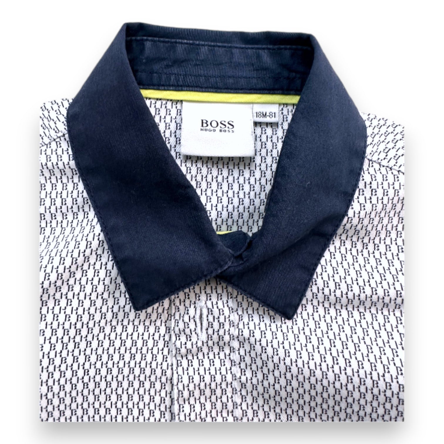 HUGO BOSS - Chemise blanche avec motifs bleu - 18 mois