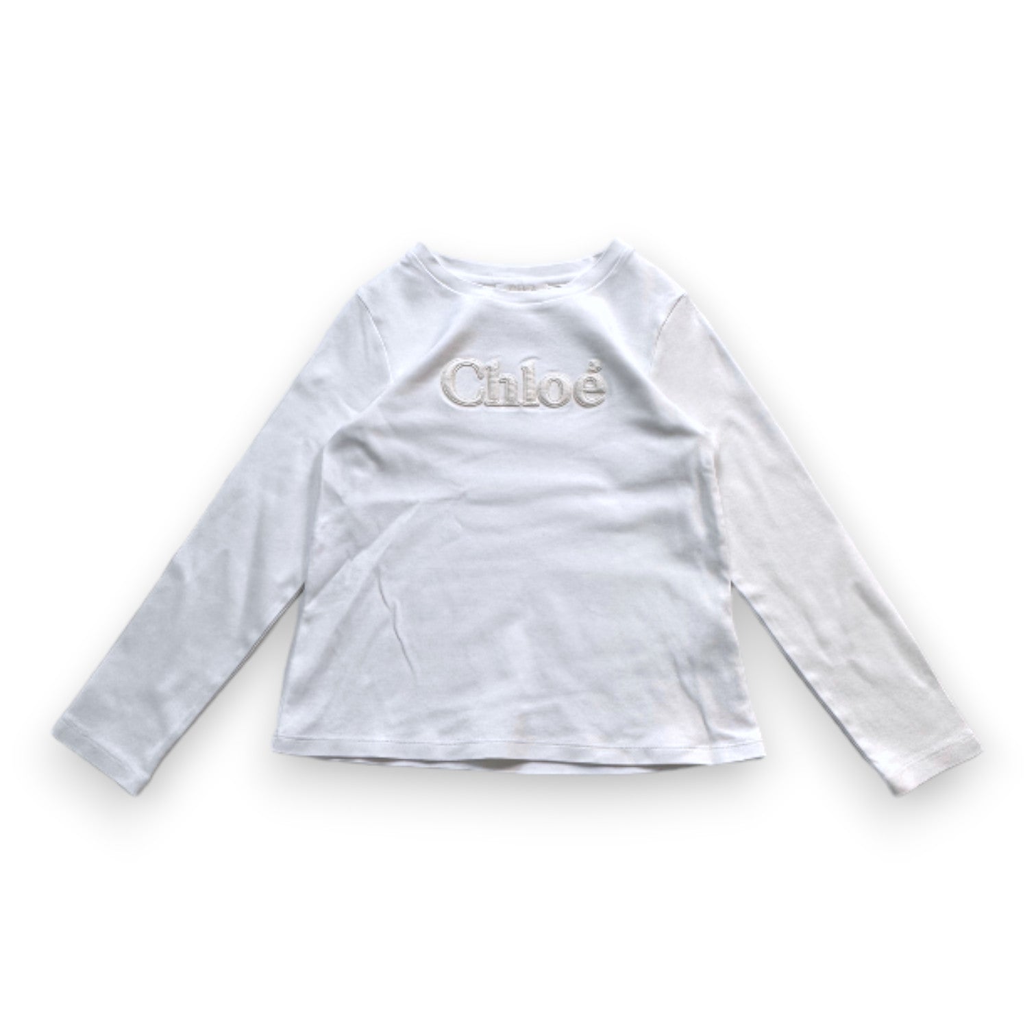 CHLOE - T-shirt blanc à manches longues brodé Chloé - 8 ans