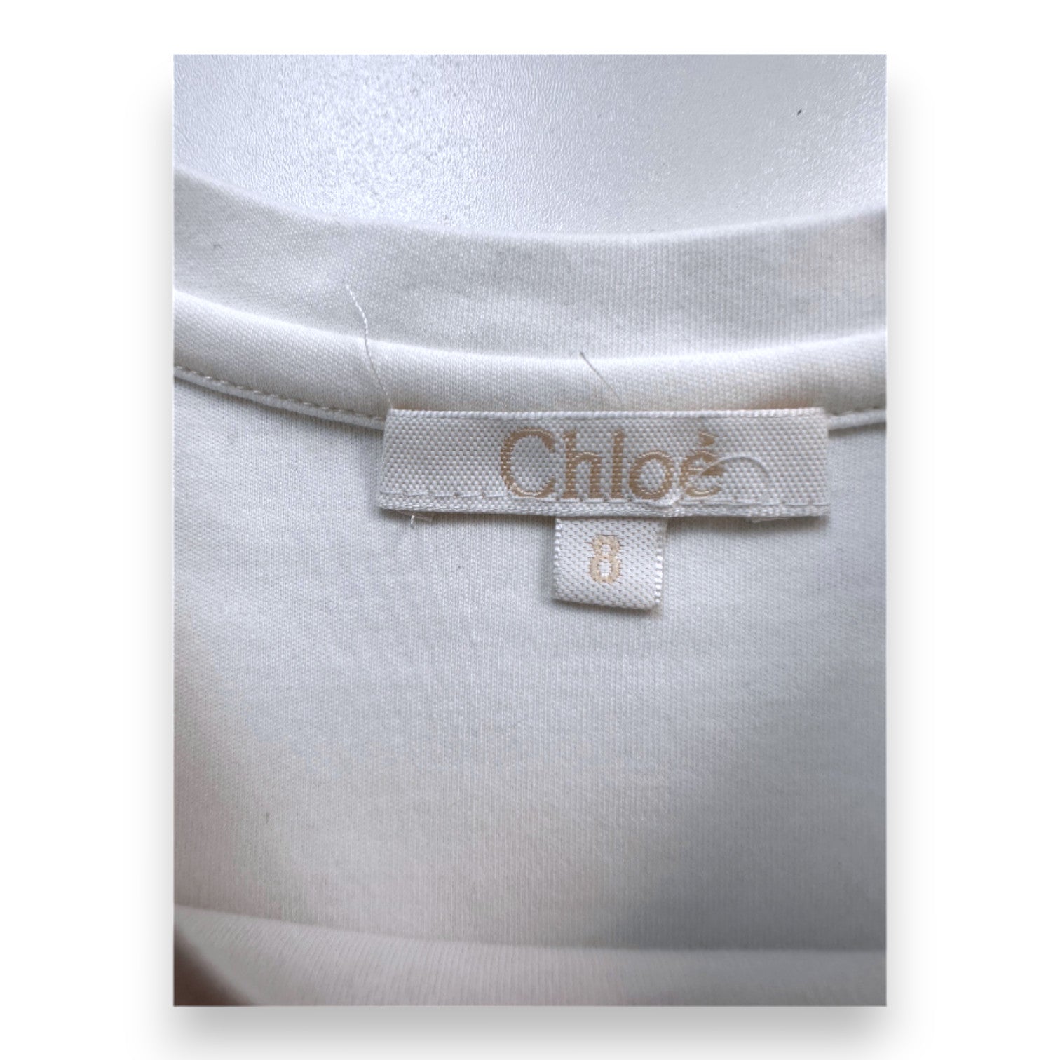 CHLOE - T-shirt blanc à manches longues brodé Chloé - 8 ans