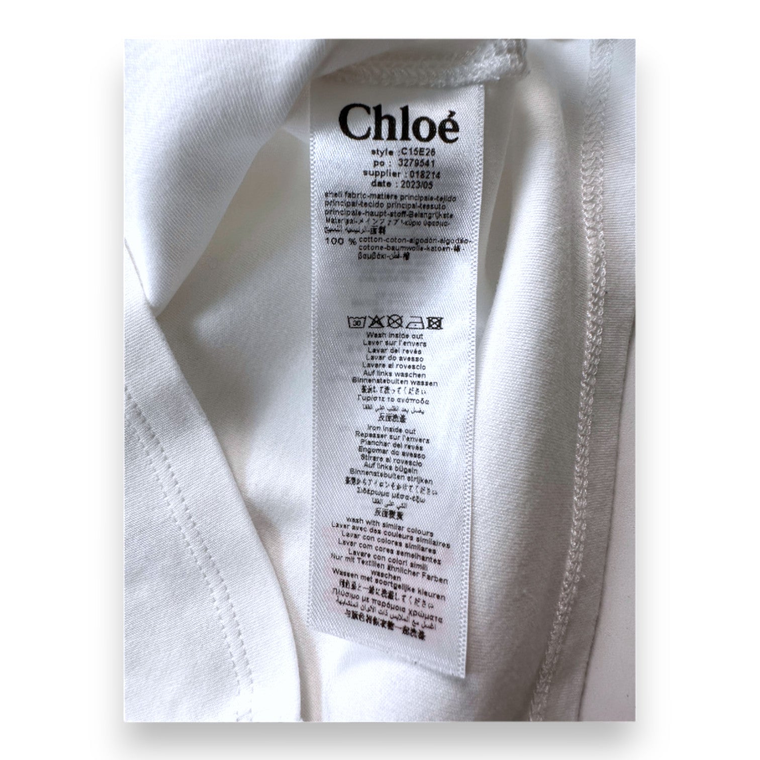 CHLOE - T-shirt blanc à manches longues brodé Chloé - 8 ans