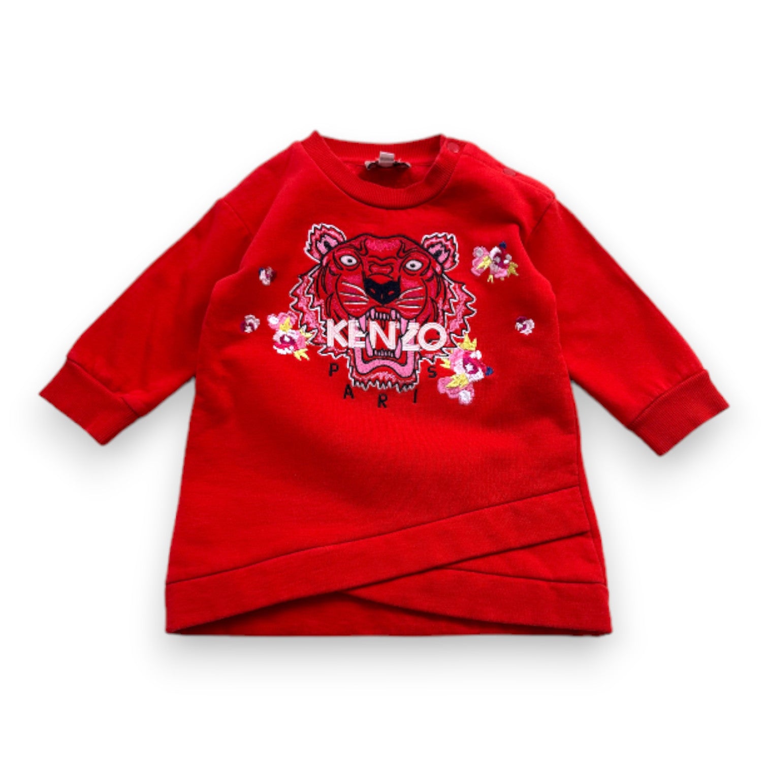 KENZO - Pull rouge avec tigre brodé - 12 mois