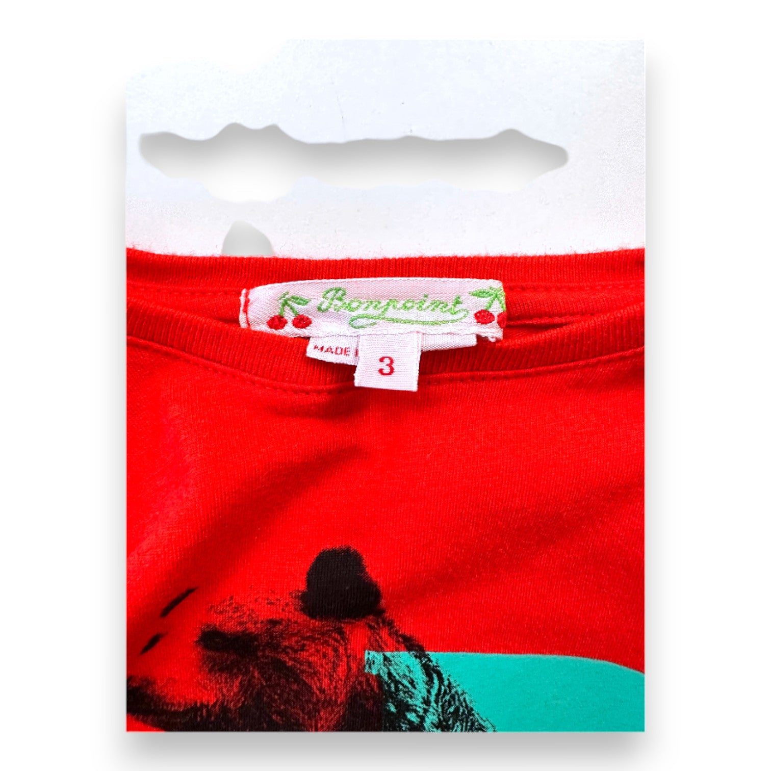 BONPOINT - T-shirt rouge à manches longues avec imprimé - 3 ans