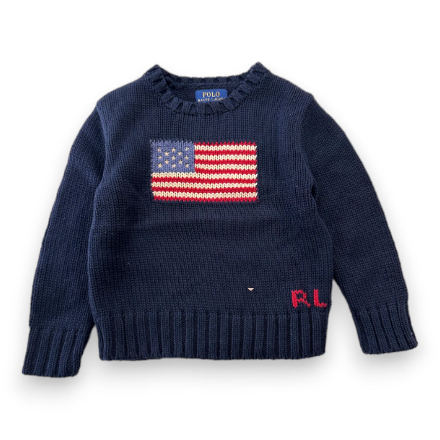 RALPH LAUREN - Pull bleu à drapeau emblématique - 3 ans