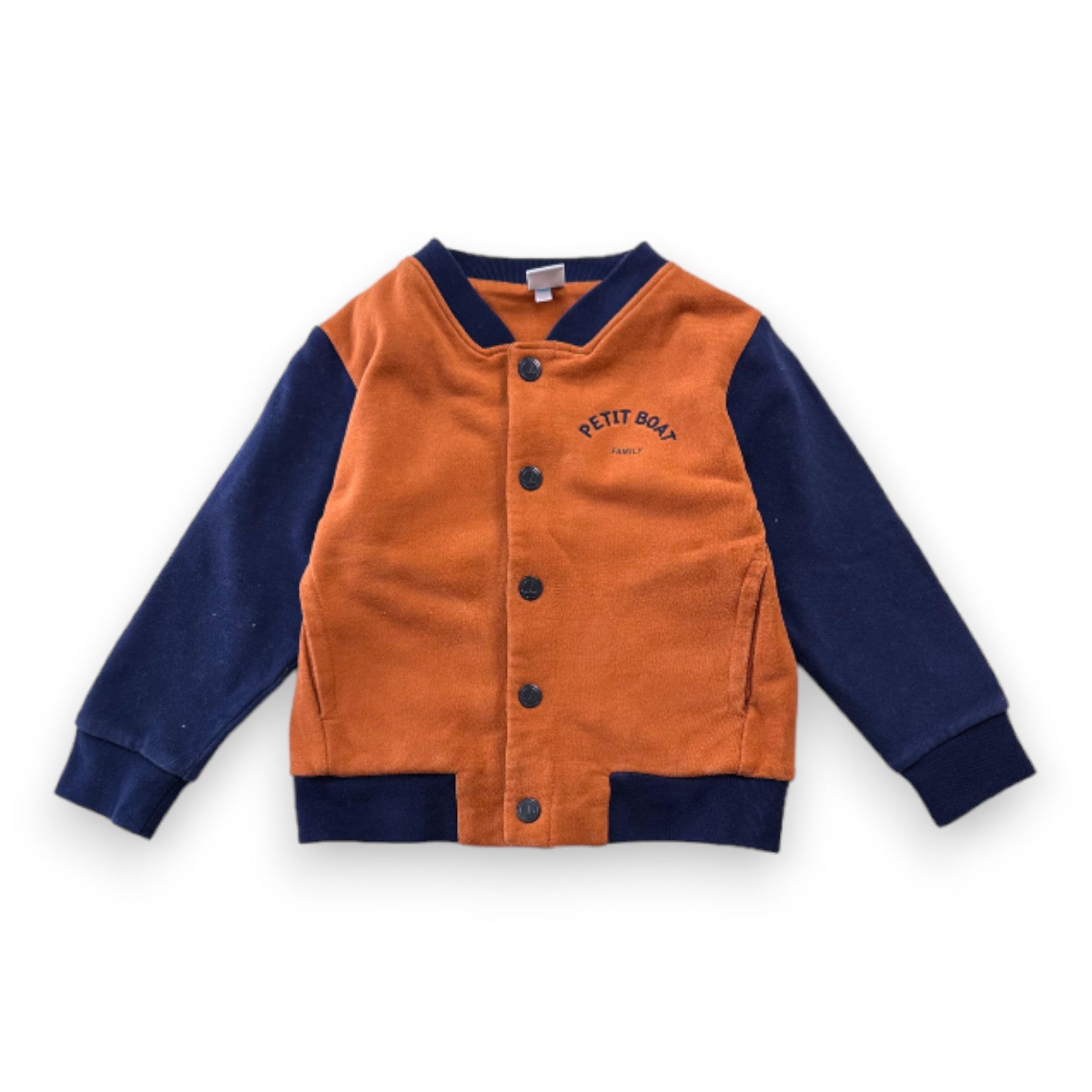 PETIT BATEU - Veste teddy marron et bleu - 3 ans