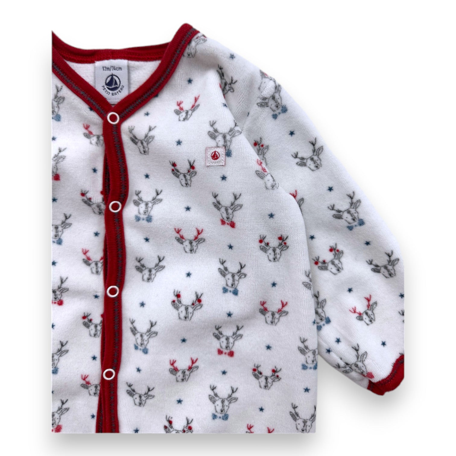 PETIT BATEAU - Pyjama blanc imprimé cerfs - 12 mois
