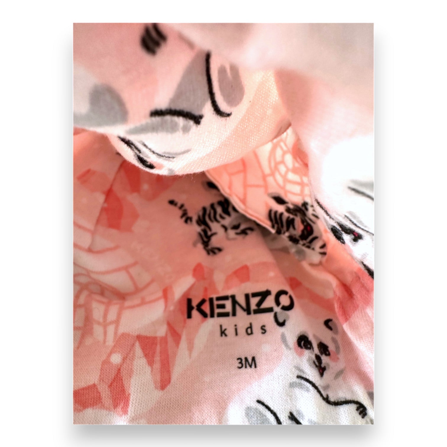 KENZO - Bonnet rose avec imprimés - 3 mois