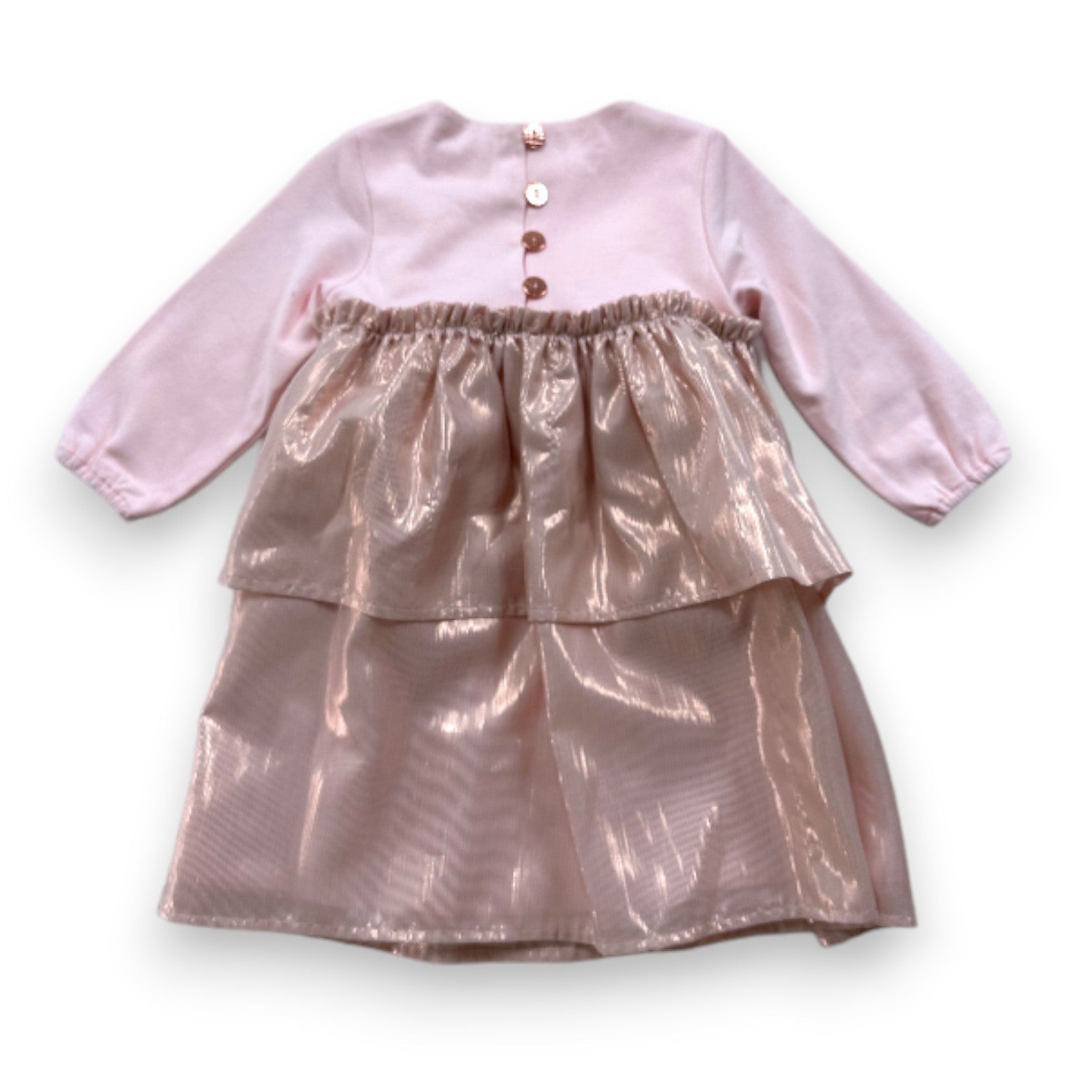 CARREMENT BEAU - Robe rose à manches longues et jupe irisée - 12 mois