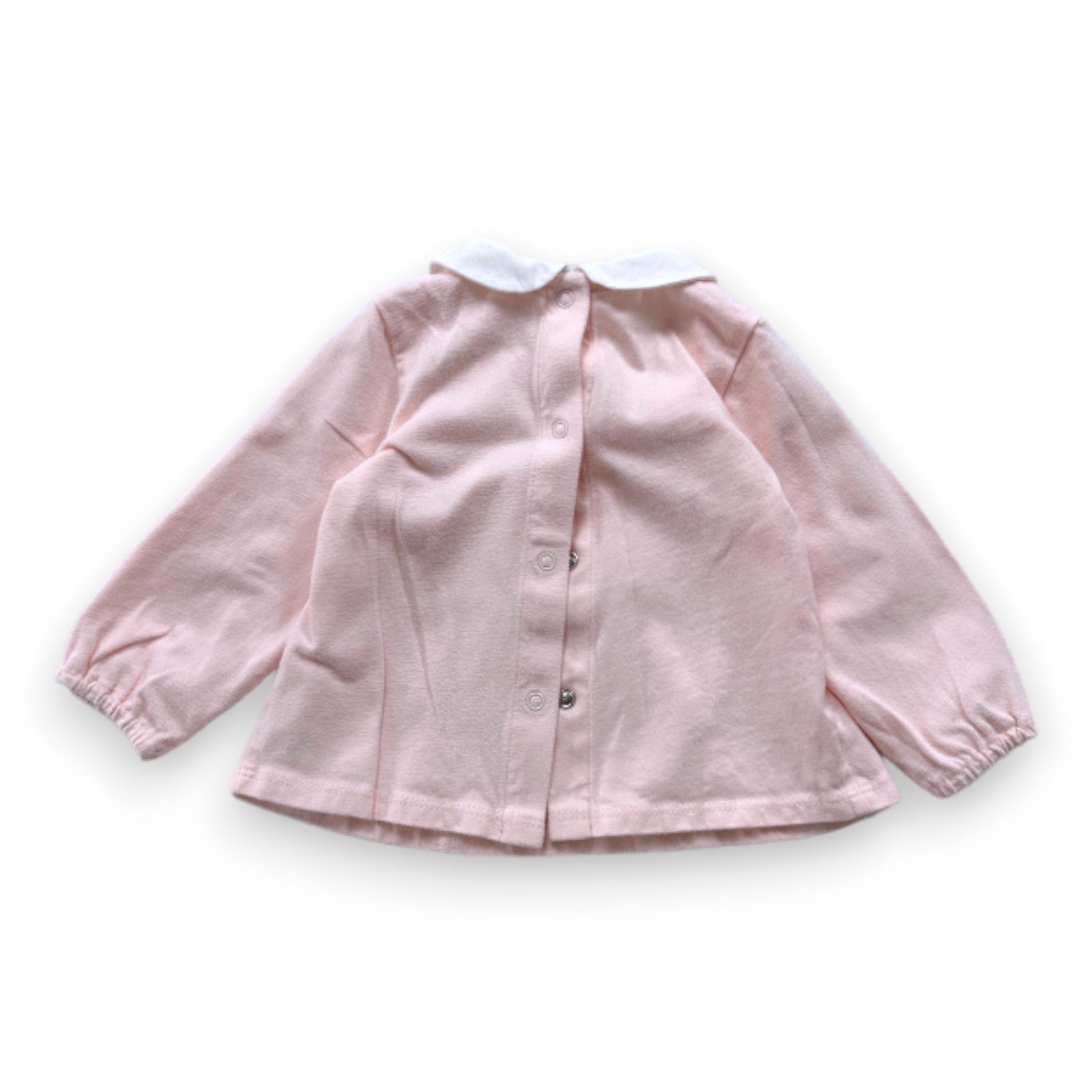 CARREMENT BEAU - Blouse rose à manches longues avec col brodé - 6 mois