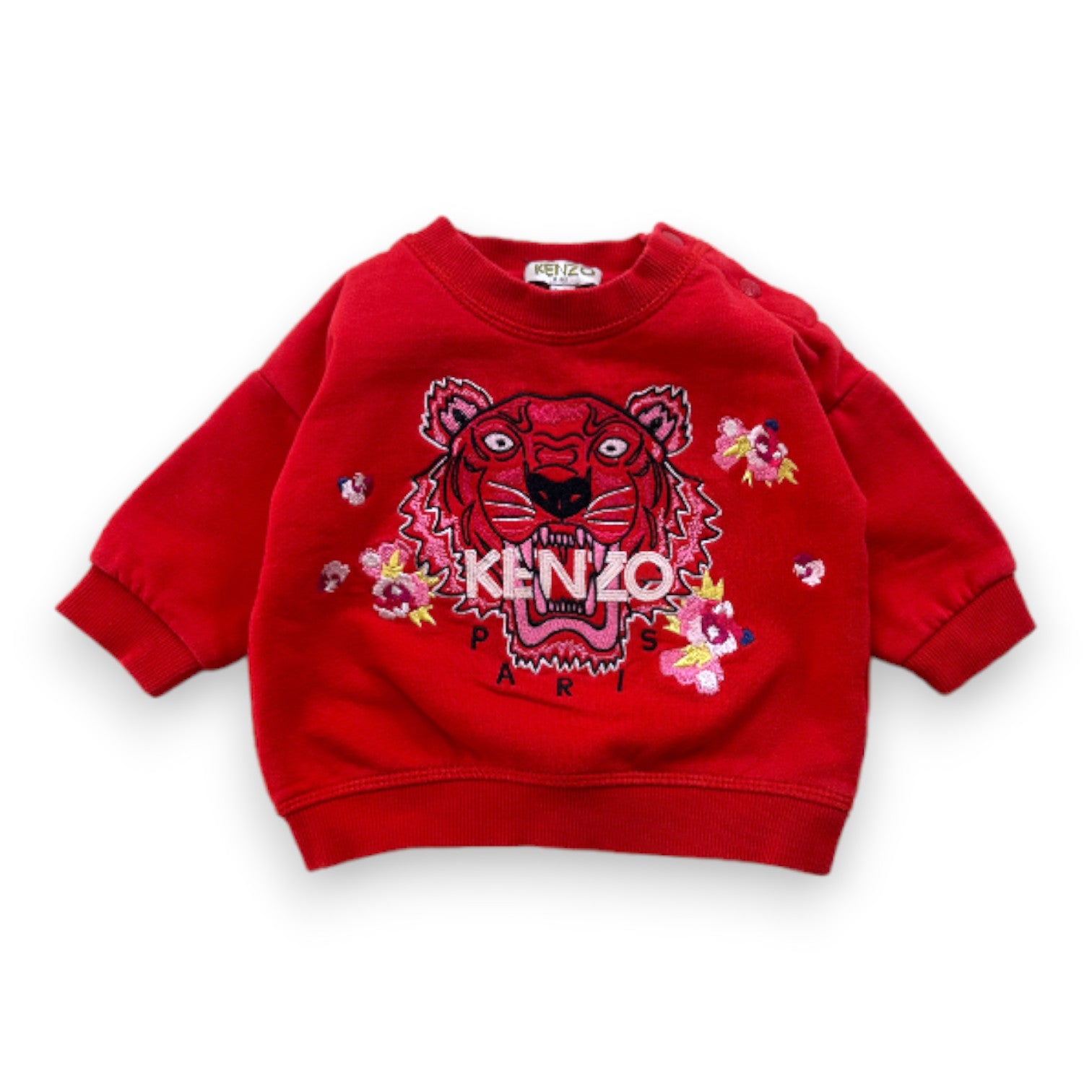 KENZO - Sweat rouge avec tigne brodé - 6 mois