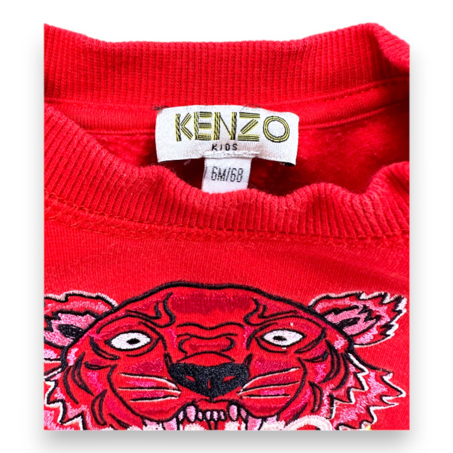 KENZO - Sweat rouge avec tigne brodé - 6 mois