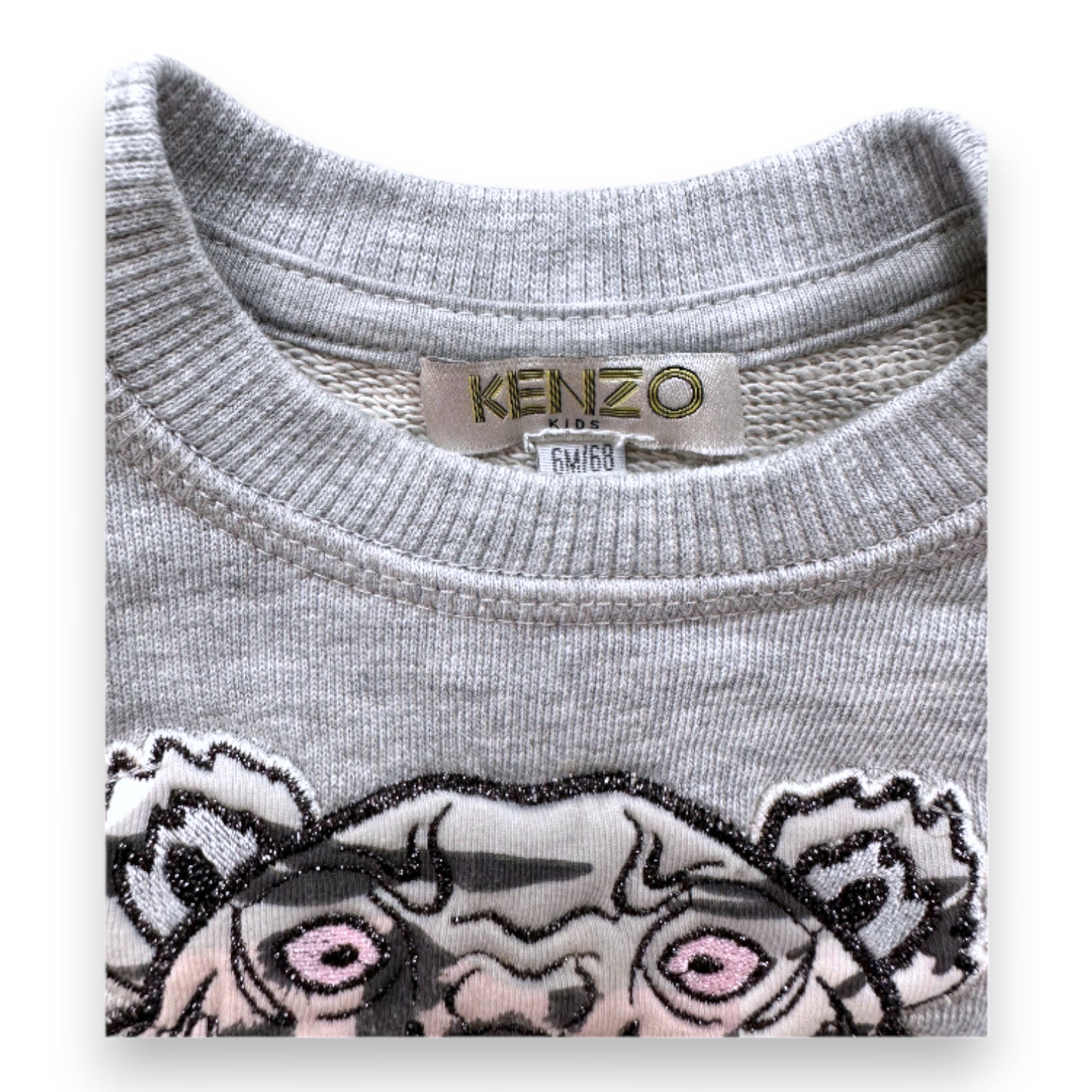 KENZO - Sweat gris avec tigre brodé - 6 mois