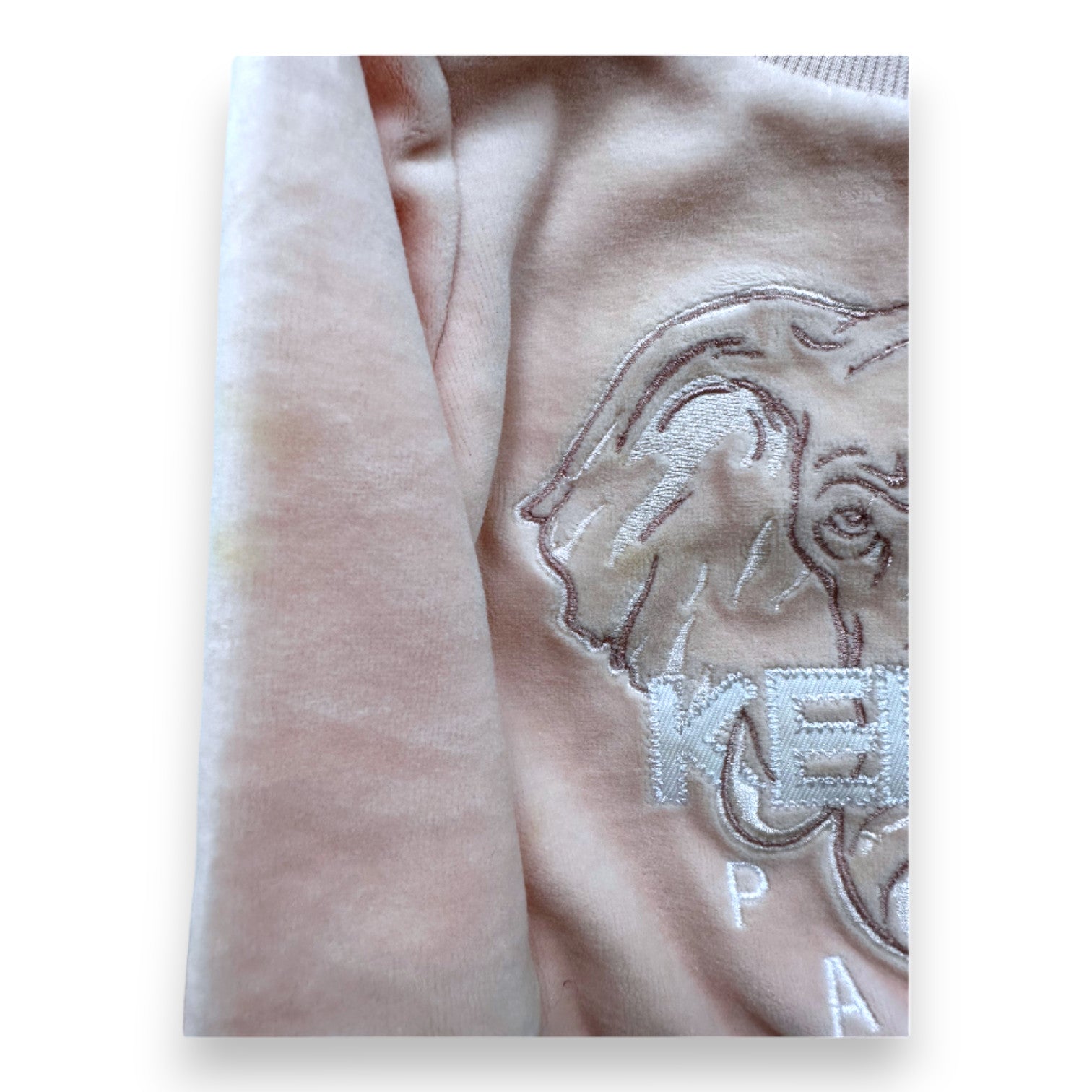 KENZO - Sweat rose effet velours avec éléphant brodé - 3 mois