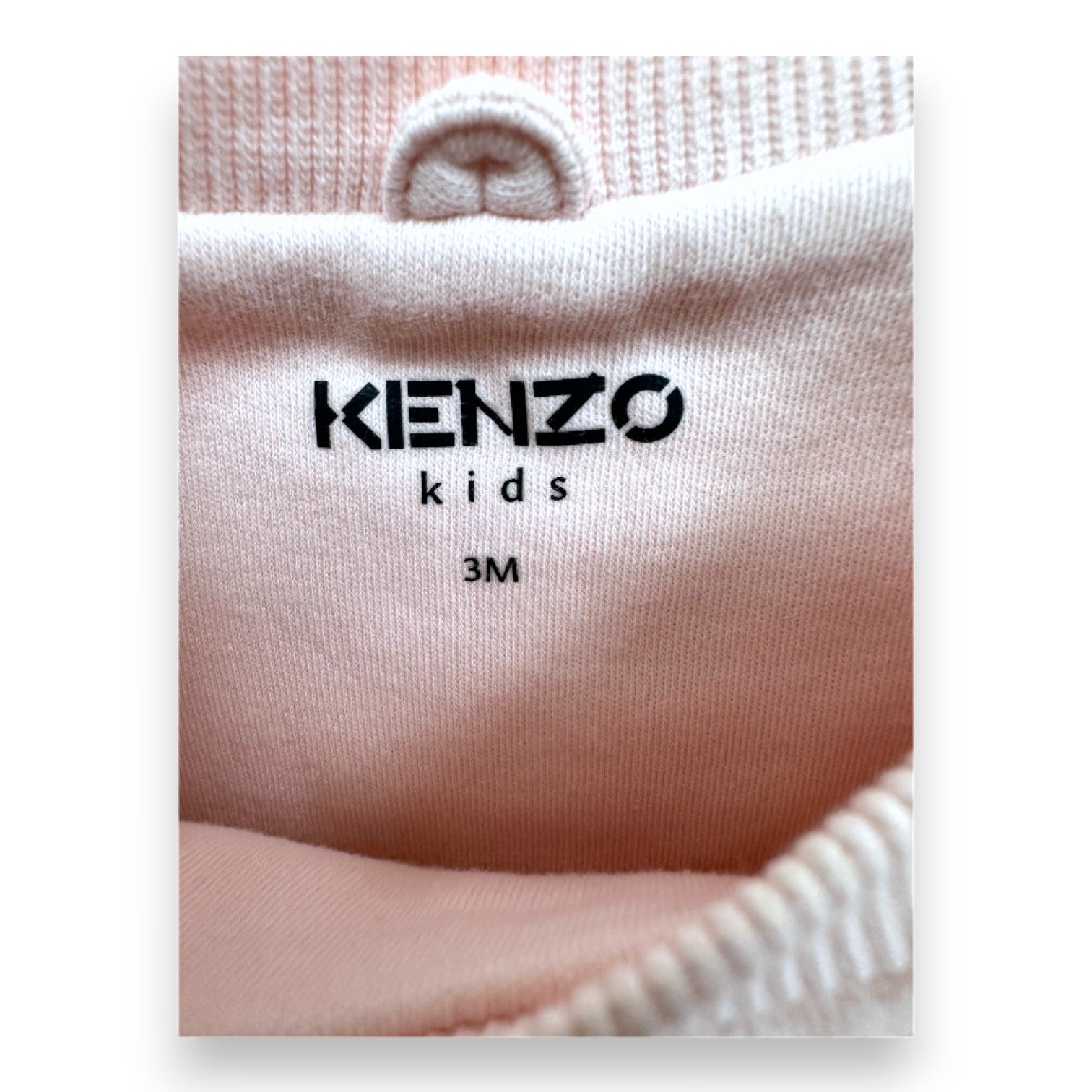 KENZO - Sweat rose effet velours avec éléphant brodé - 3 mois