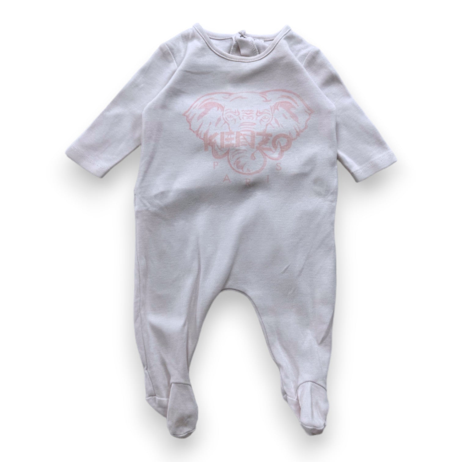 KENZO - Pyjama blanc avec imprimé éléthant rose - 3 mois