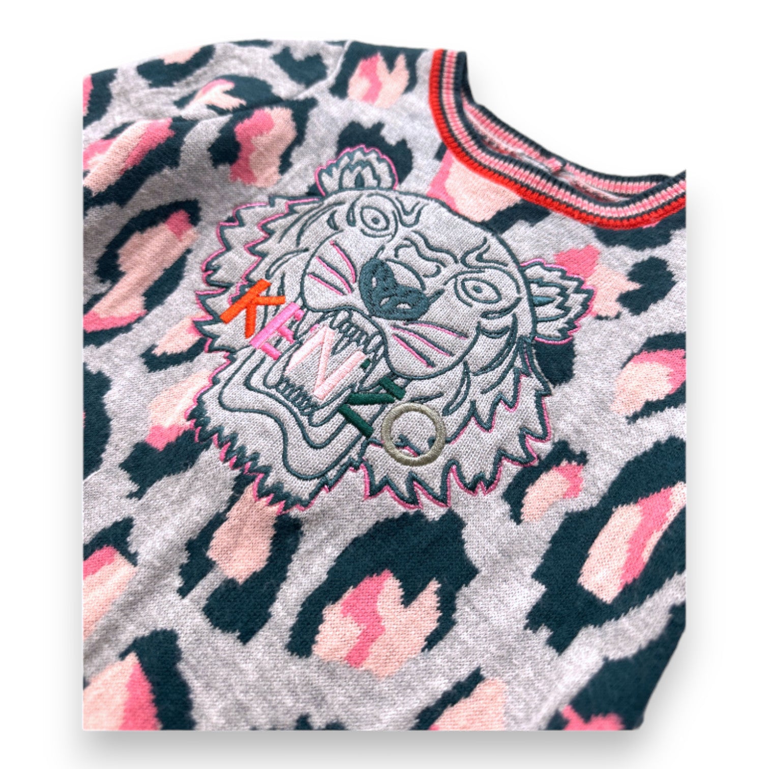 KENZO - Robe pull grise avec tigre brodé - 12 mois