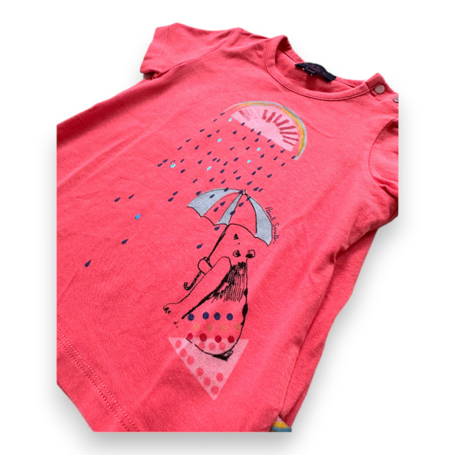 PAUL SMITH - T-shirt rose à manches courtes avec imprimés - 9 mois