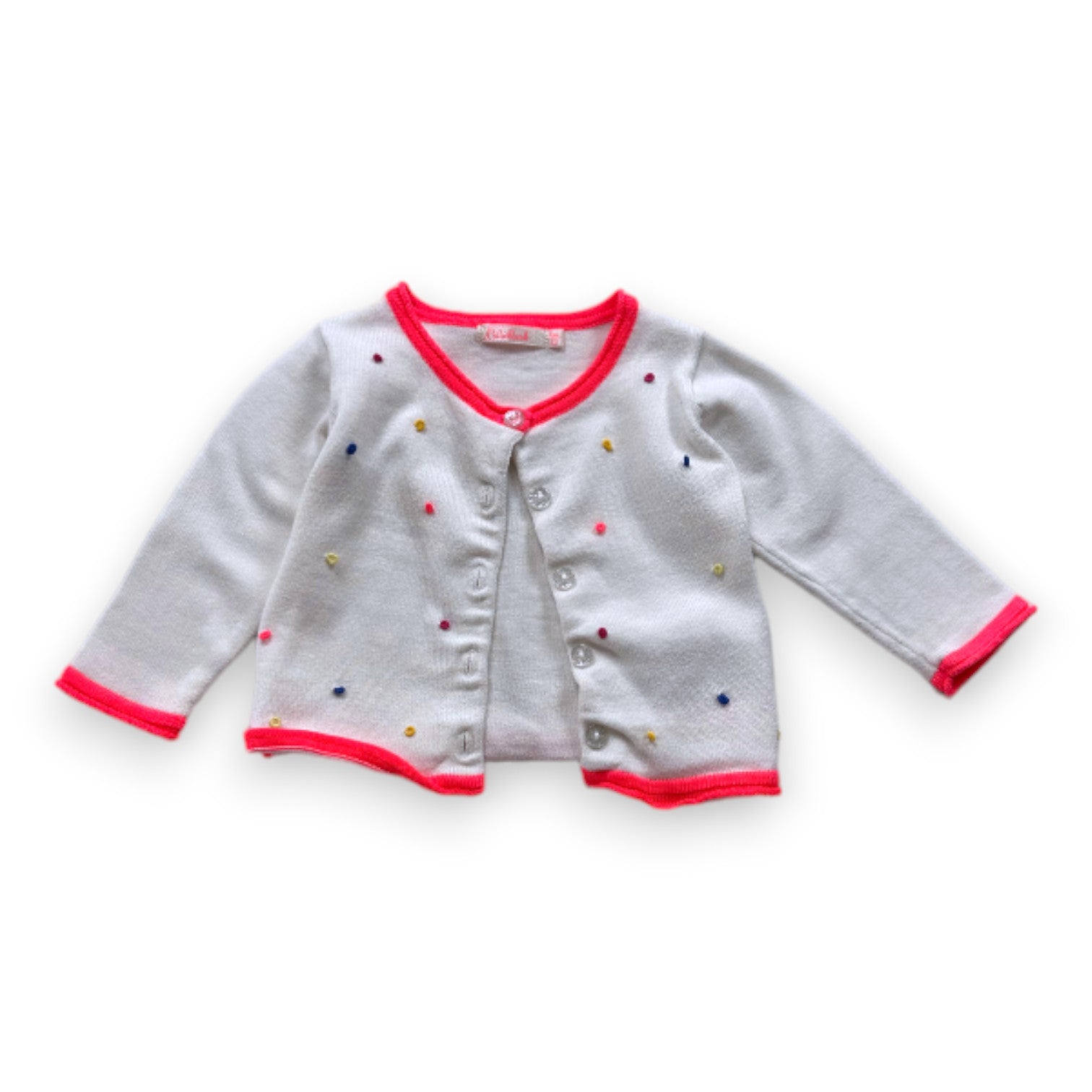 BILLIEBLUSH - cardigan blanc et rose avec broderies - 6 mois