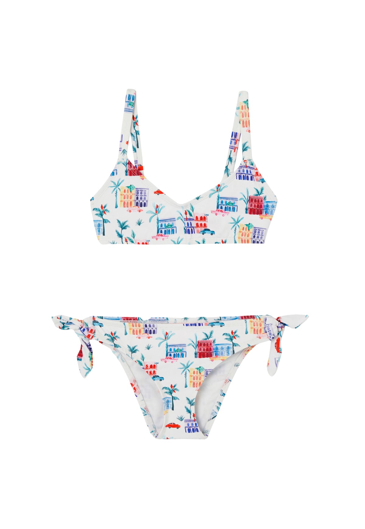 LISON PARIS - Maillot de bain 2 pièces blanc avec imprimés neuf