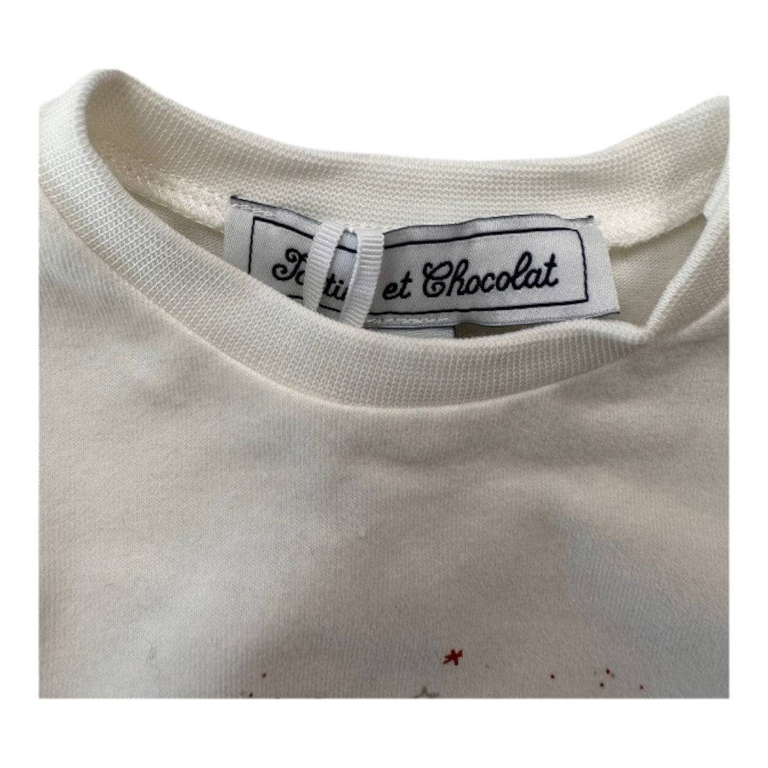 TARTINE & CHOCOLAT - T-shirt blanc à manches longues avec imprimé neuf - 12 mois