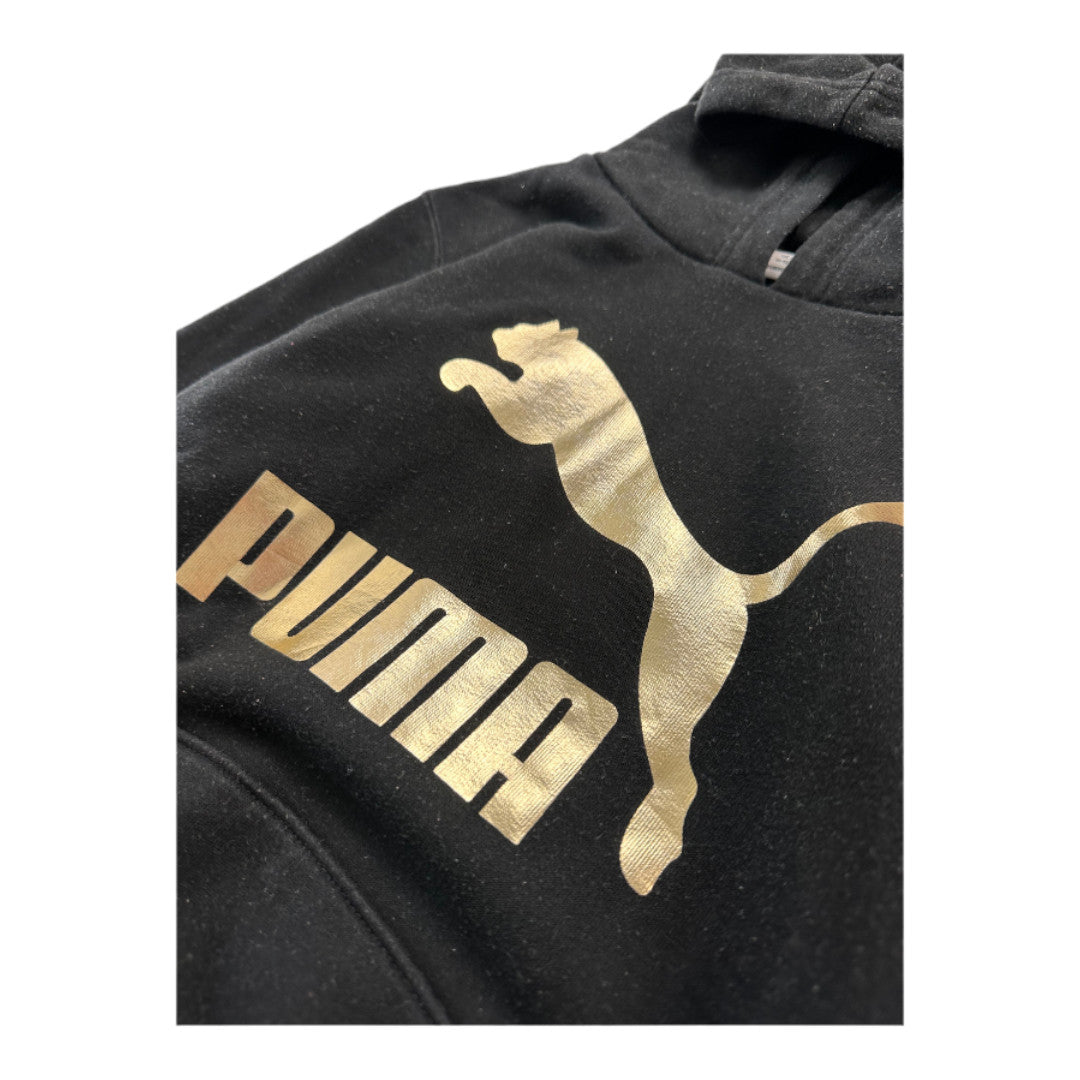 PUMA - Sweat à capuche noir avec imprimé doré - 12 ans