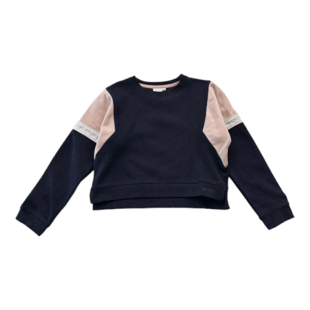 HUGO BOSS - Sweat à manches longues bleu et rose - 10 ans