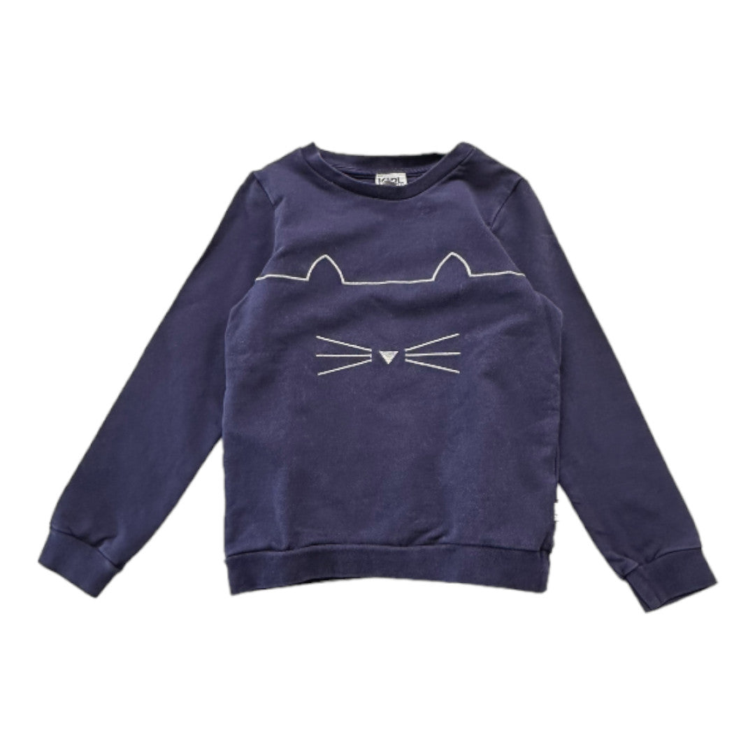 KARL LAGERFELD - Sweat bleu marine avec chat brodé - 8 ans