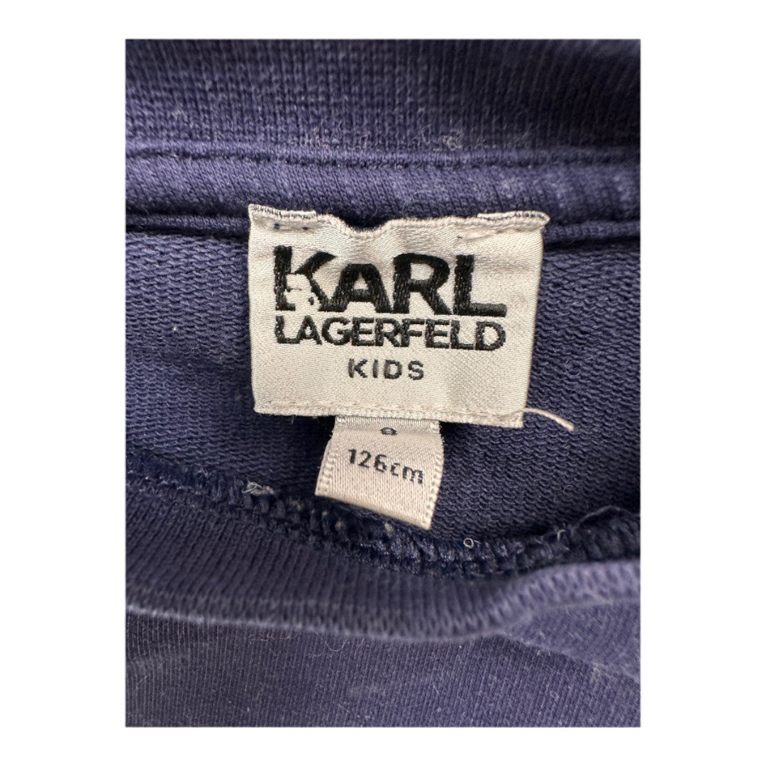 KARL LAGERFELD - Sweat bleu marine avec chat brodé - 8 ans