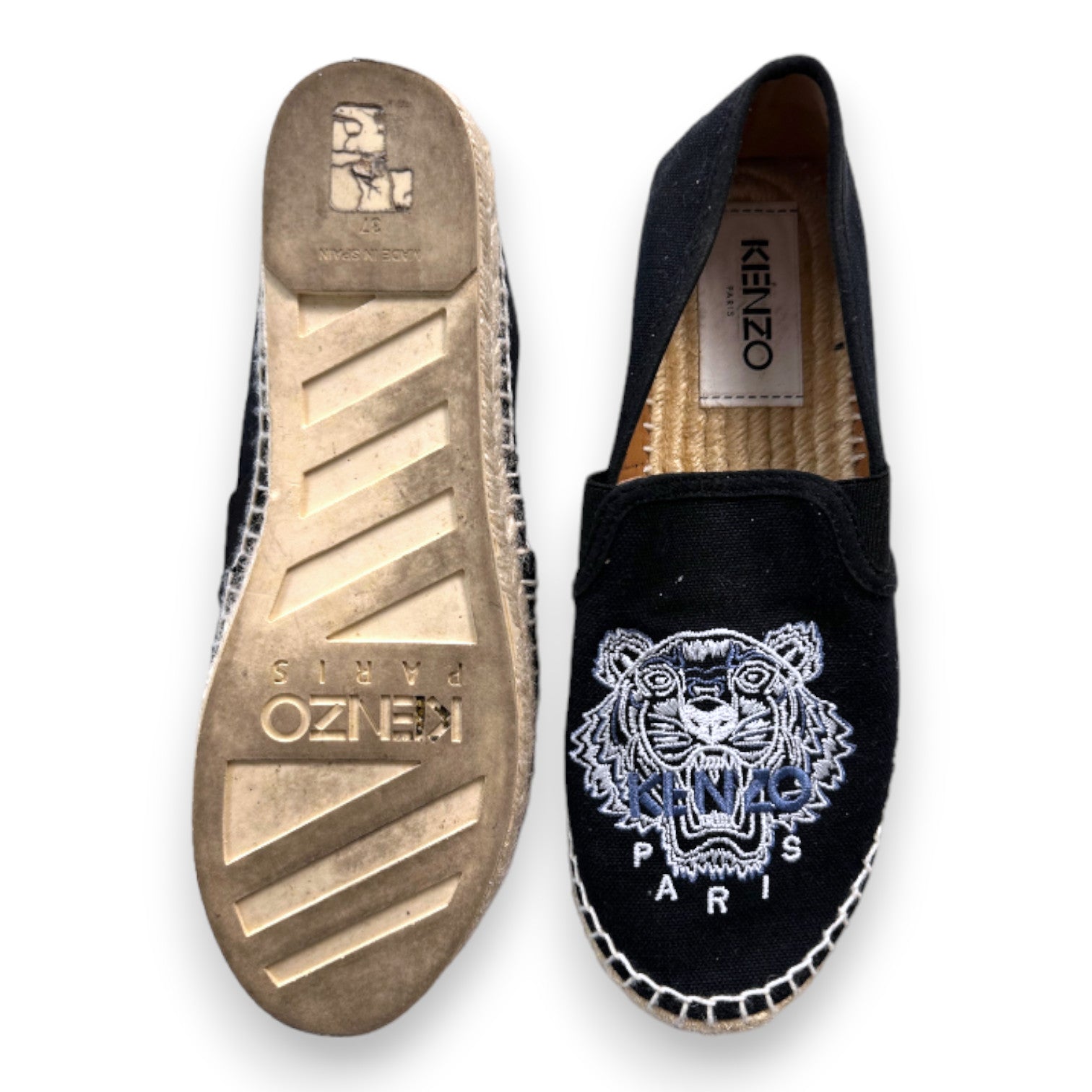 KENZO - Espadrilles noires avec lion brodé - 37