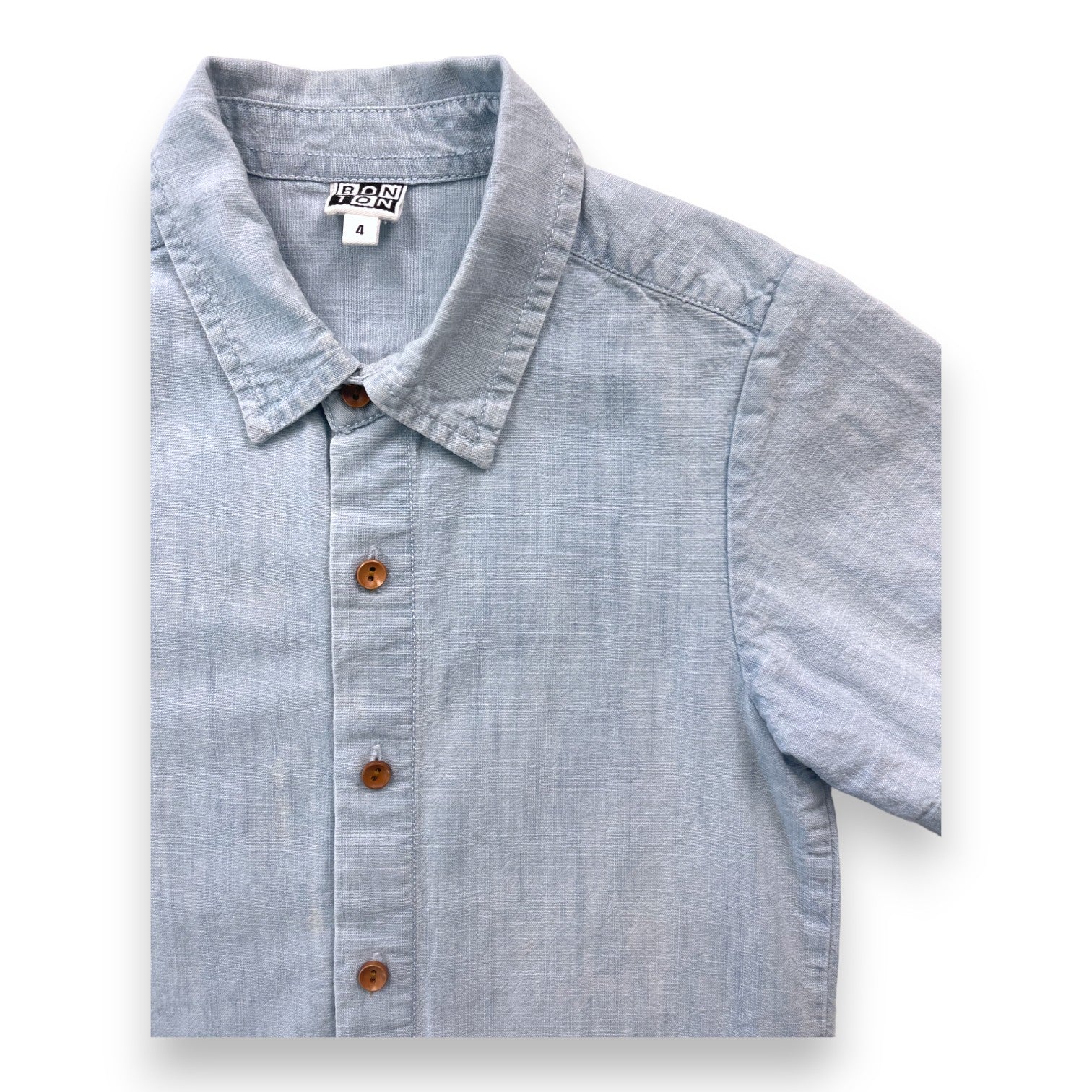 BONTON - Chemise manches courtes bleue boutonnée - 4 ans