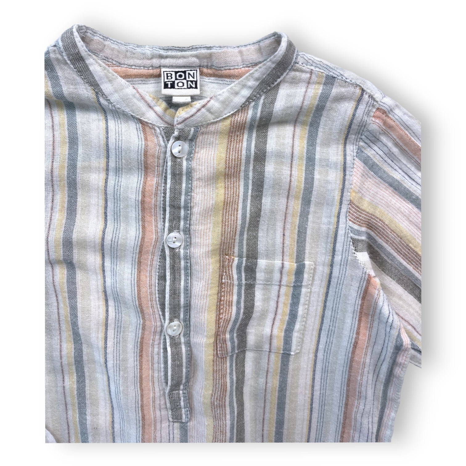 BONTON - Chemise rayée col MAO - 4 ans