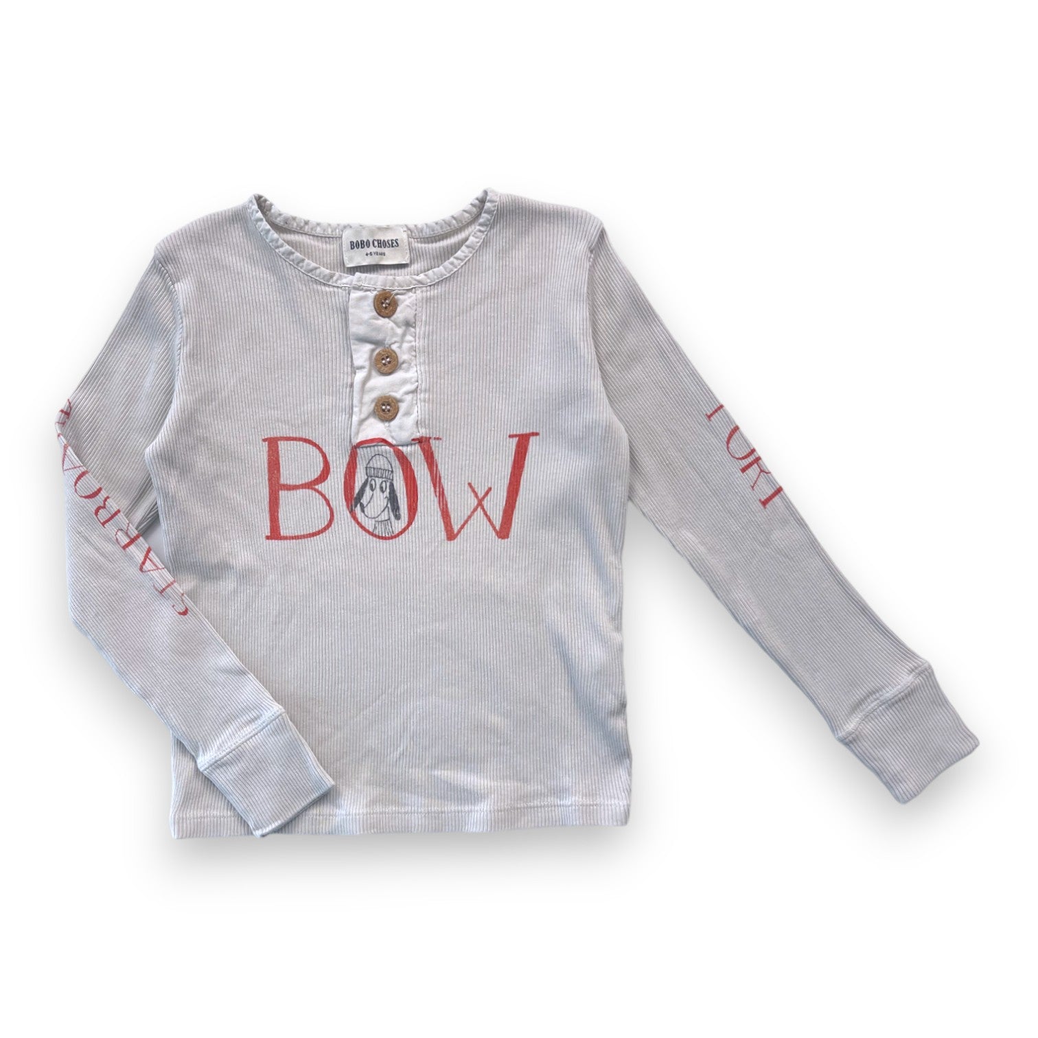 BOBO CHOSES - T shirt manches longues crème côtelé - 4/5 ans