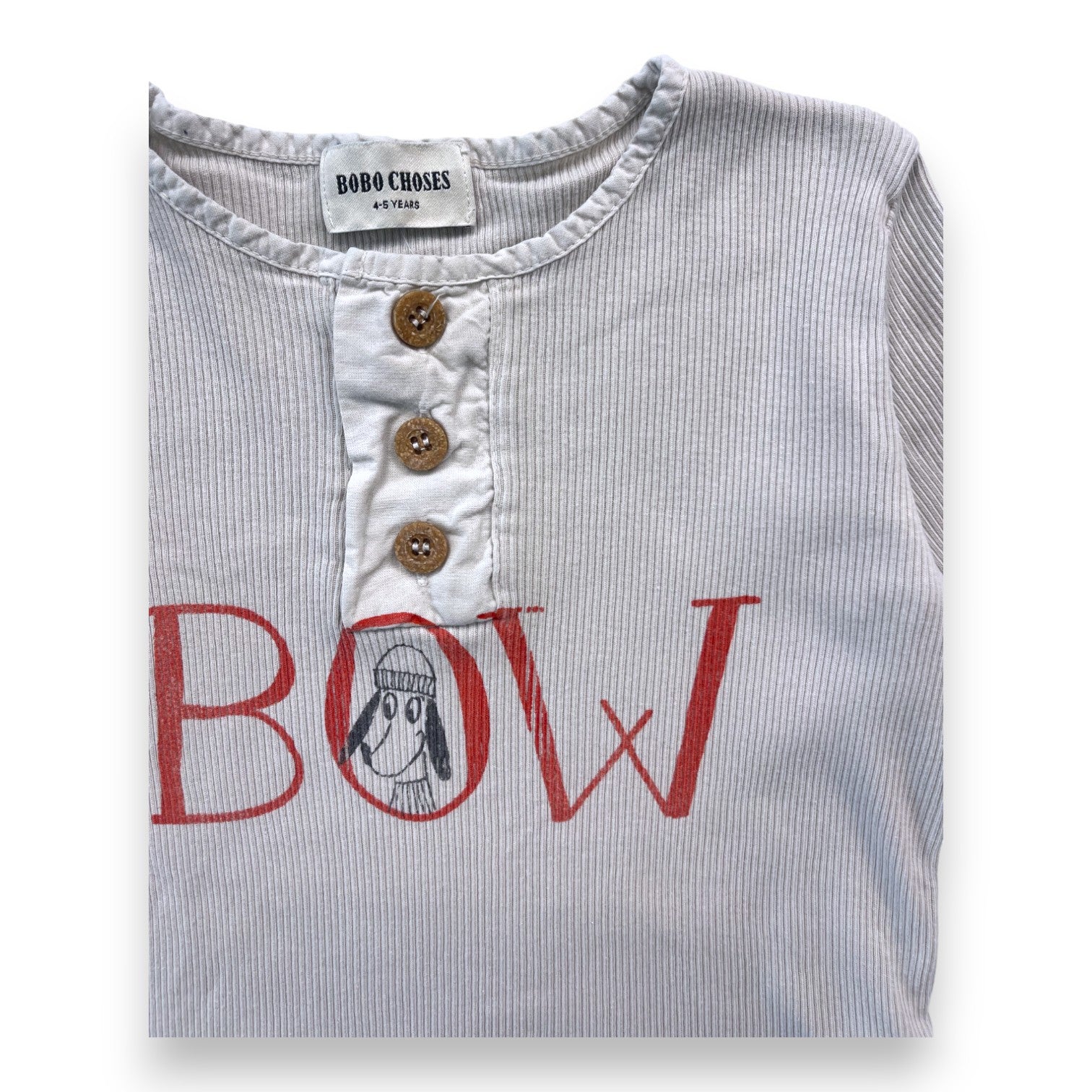 BOBO CHOSES - T shirt manches longues crème côtelé - 4/5 ans