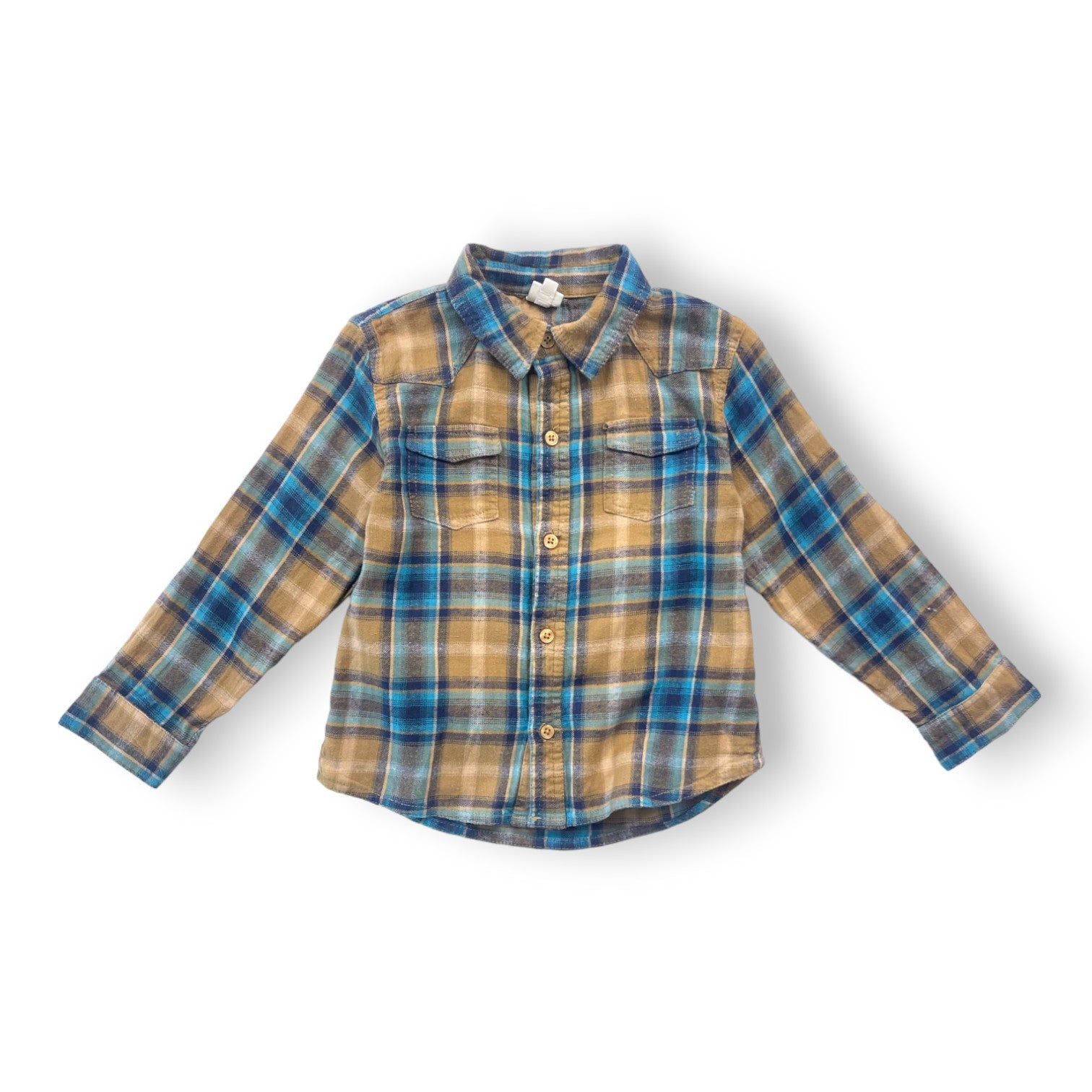 BONTON - Chemise à carreaux marron et bleue - 4 ans