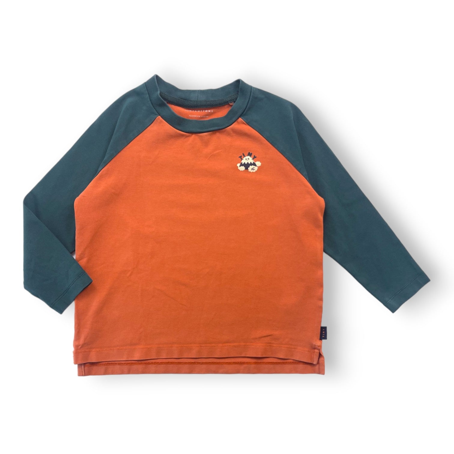 TINY COTTONS - T shirt manches longues orange et vert - 4 ans