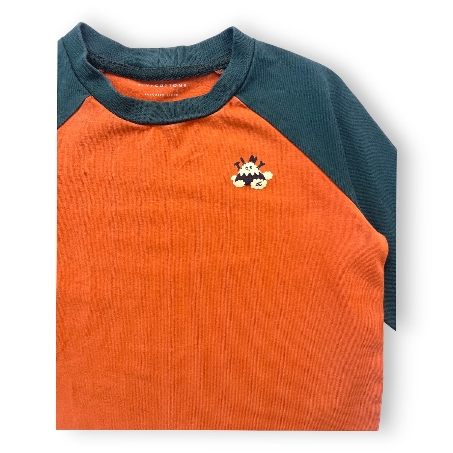 TINY COTTONS - T shirt manches longues orange et vert - 4 ans