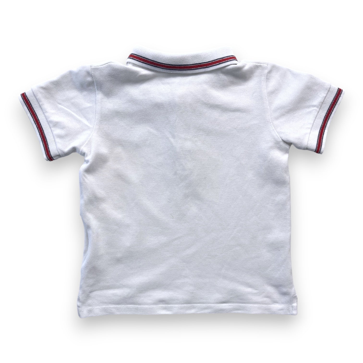 MONCLER - Polo blanc liseré rouge - 18 mois