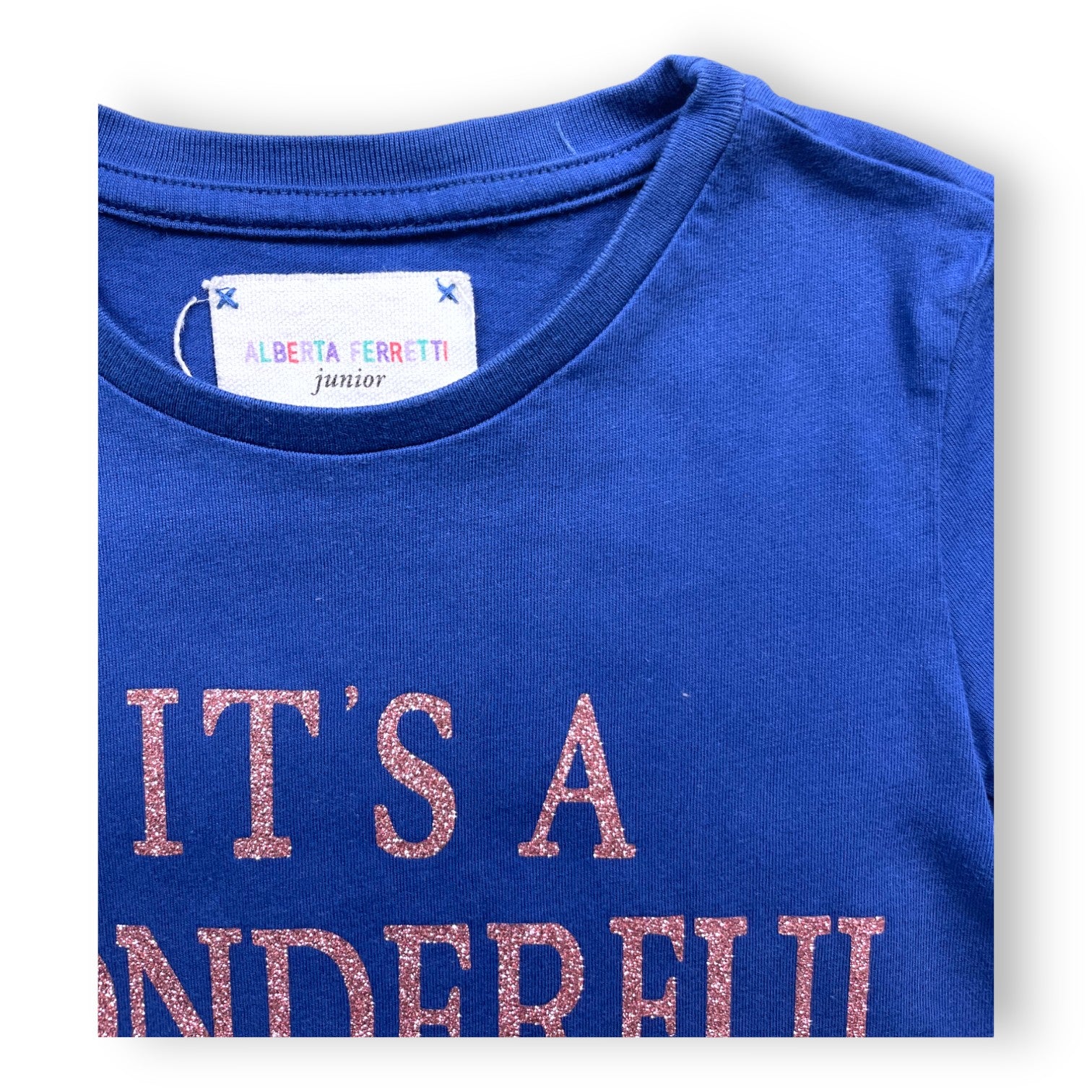 ALBERTA FERRETTI - T shirt bleu à inscriptions - 4 ans