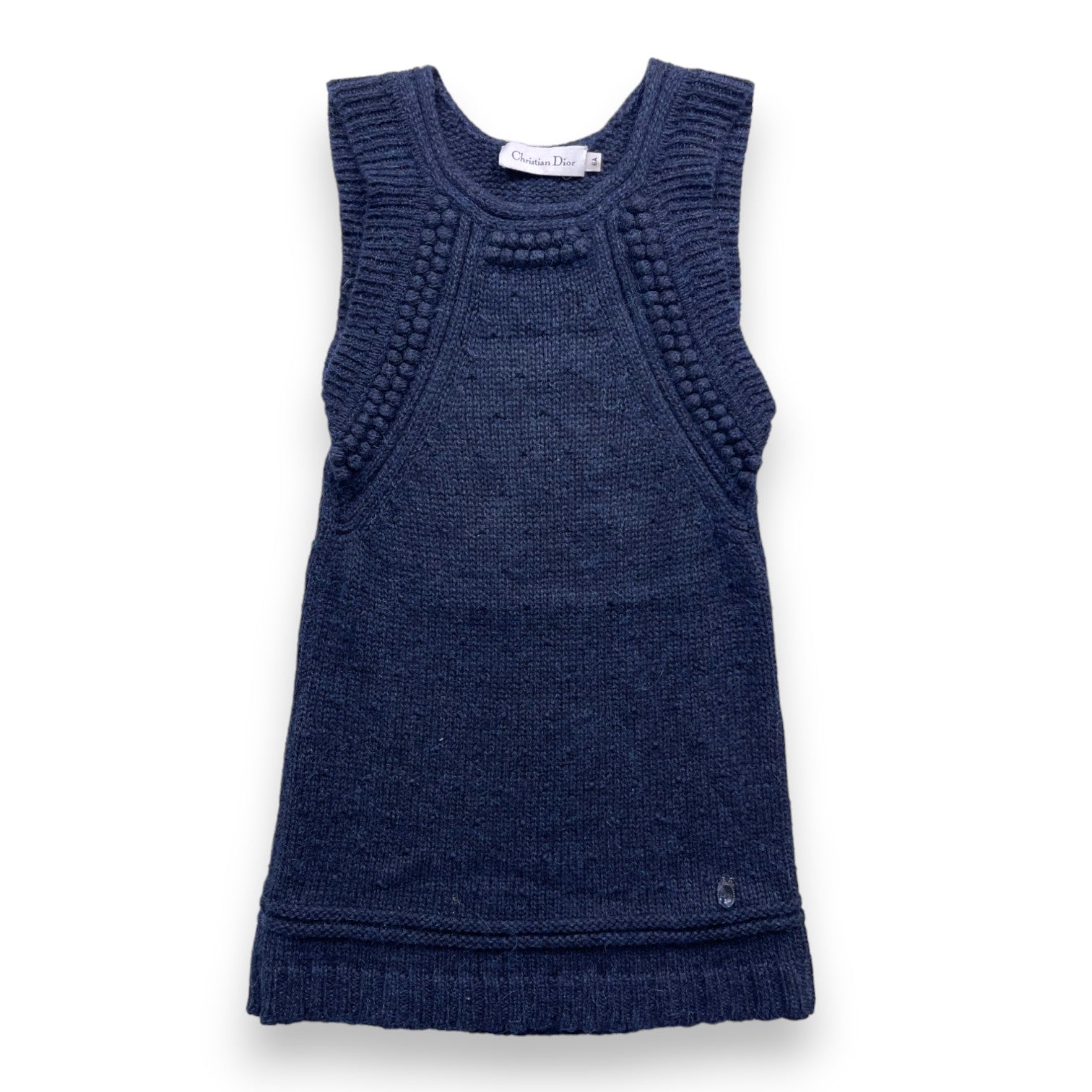 CHRISTIAN DIOR - Robe droite en laine bleu marine - 6 ans