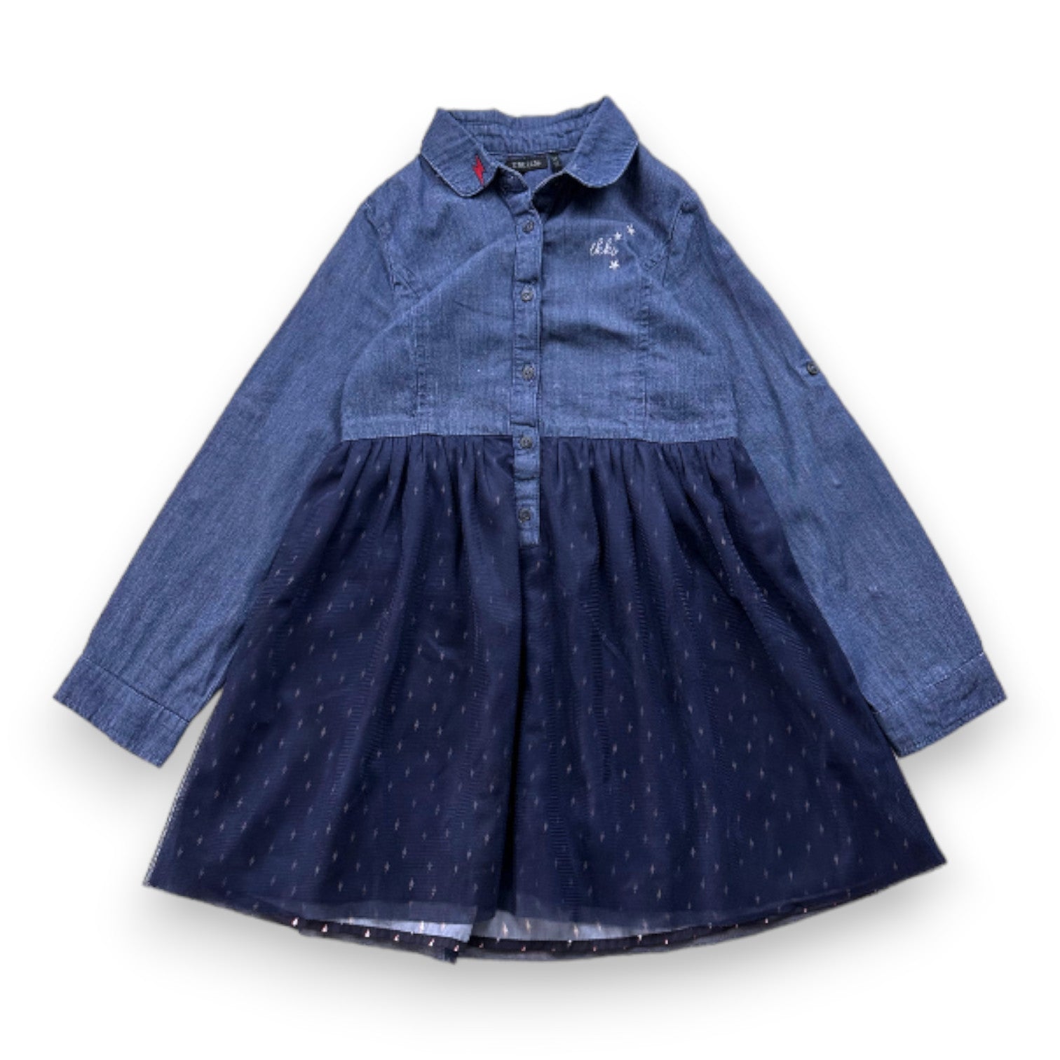 IKKS - Robe bleue effet chemise et jupe en tulle - 6 ans