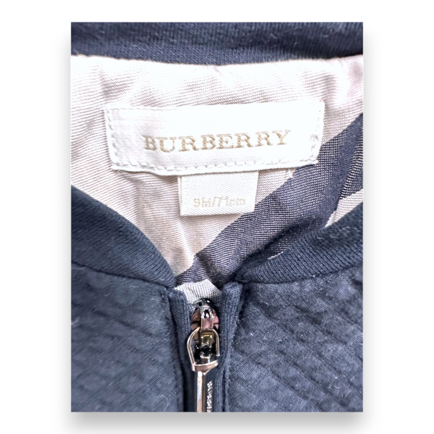 BURBERRY - Sweat zippé bleu marine - 9 mois