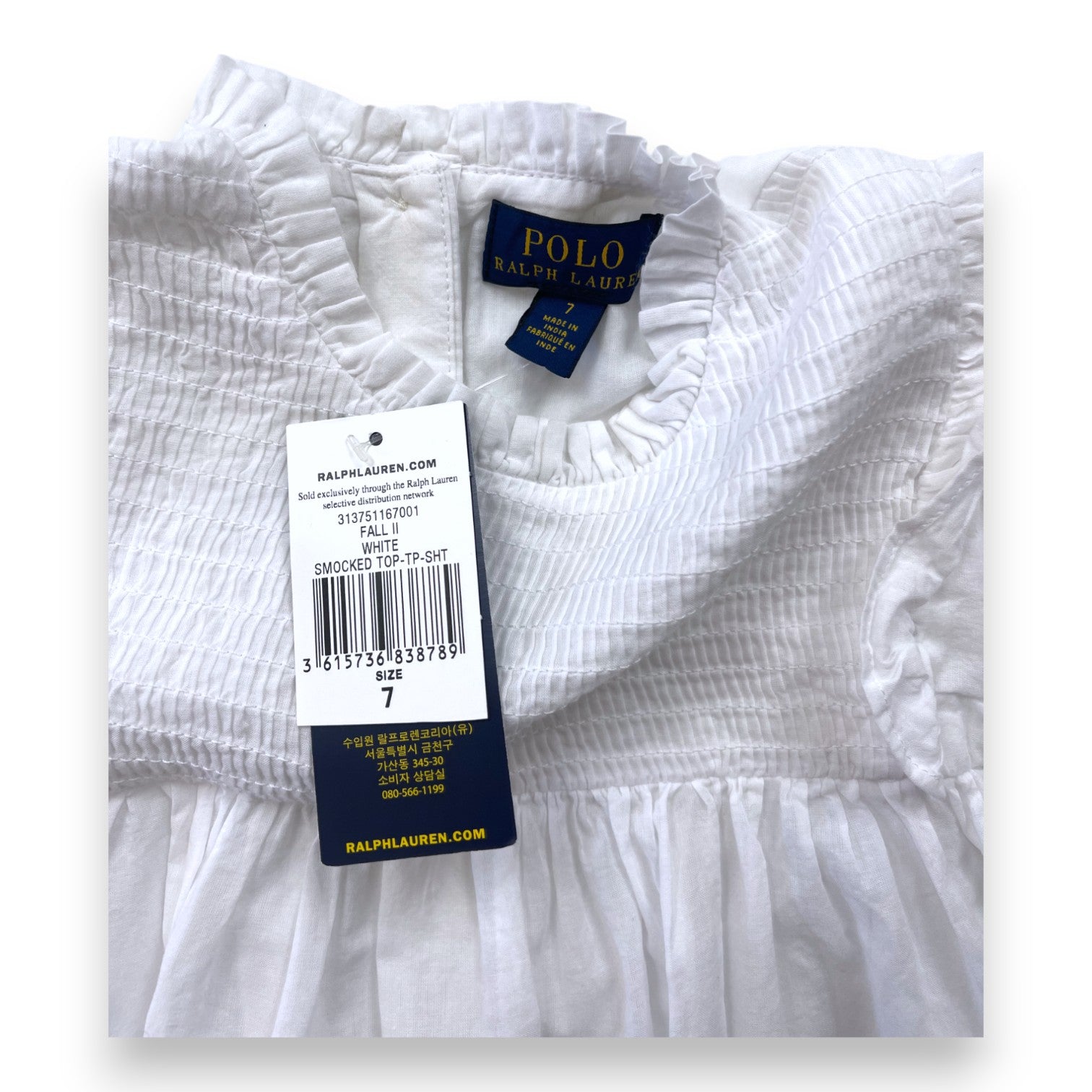 RALPH LAUREN - Blouse blanche (neuve) - 7 ans