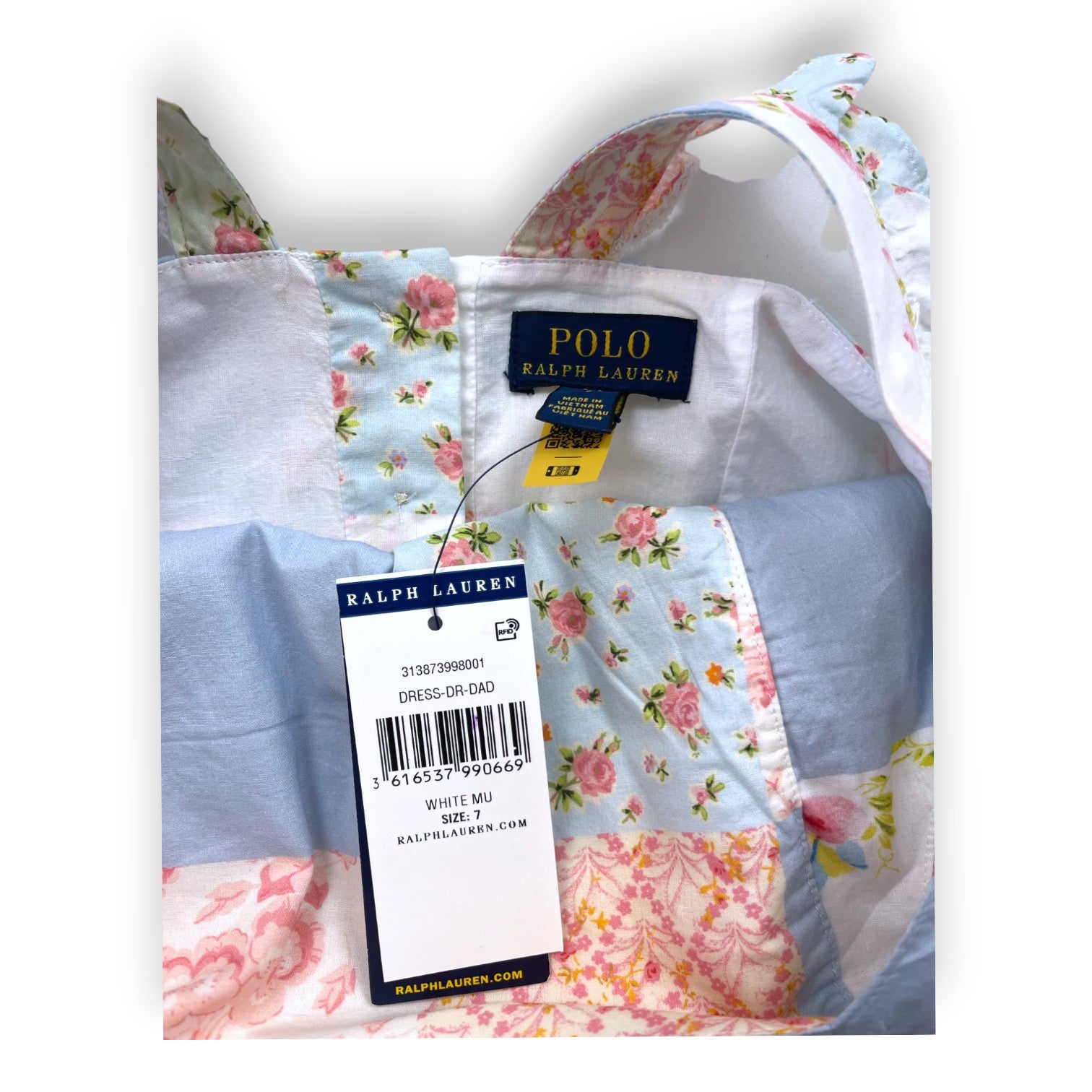 RALPH LAUREN - Robe à motifs patchwork (neuve) - 7 ans