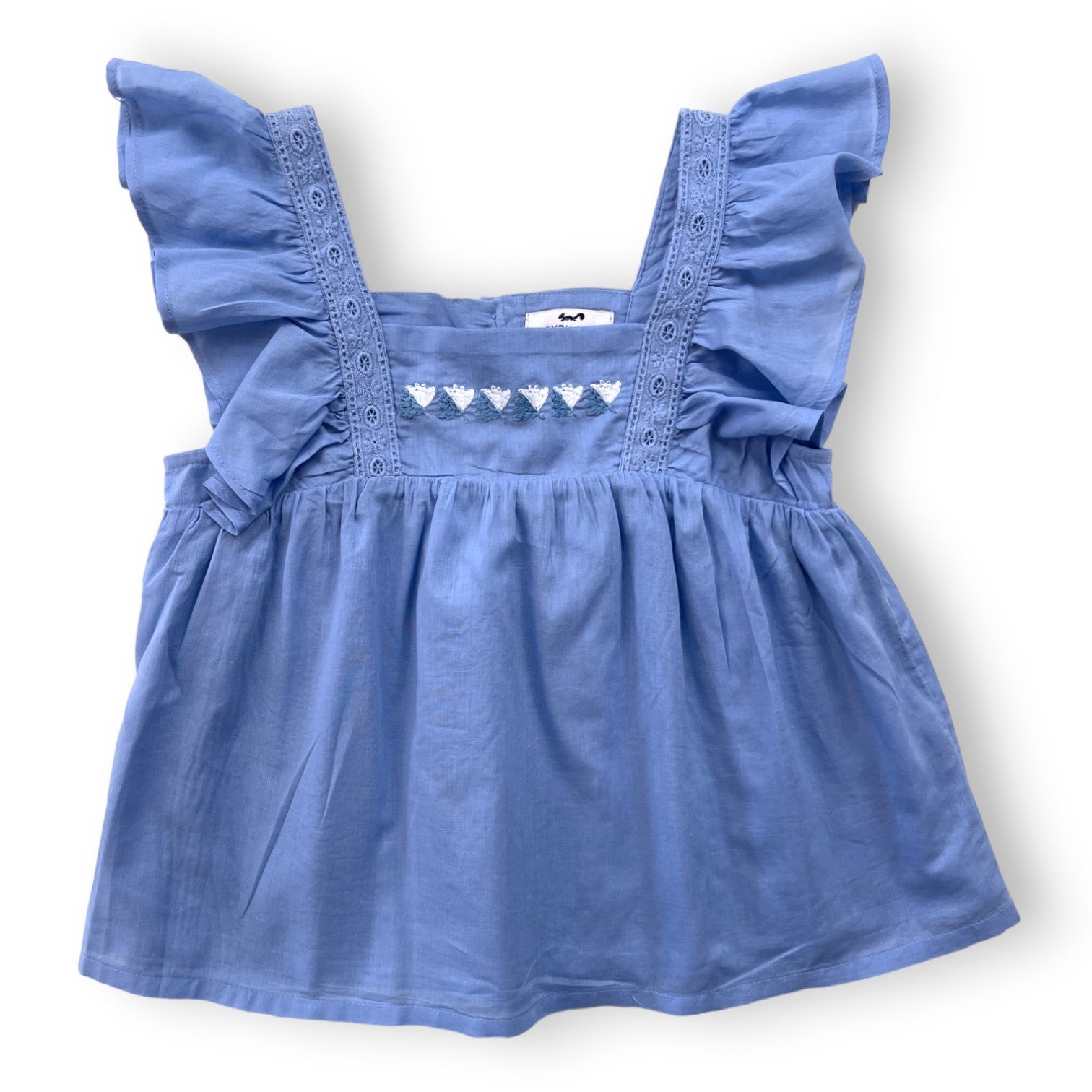 CYRILLUS - Blouse bleue à volants - 8 ans